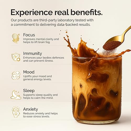 Miniatura 4 de Mezcla de superalimentos de café expreso de hongos, extracto concentrado 10X, con melena de león, reishi y cordyceps, apoyo de energía y enfoque, 30