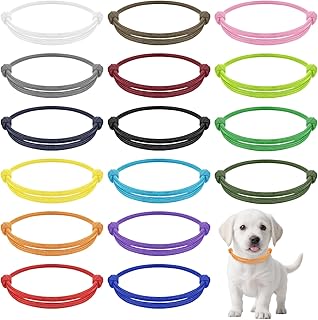 Tucnoeu Pack of 32 Puppy Collars, Kitten Collars, Puppy, Adjustable Soft Polyester Identification Bands for Newborn Pets (5.5-9 cm, 16 Colours) product image