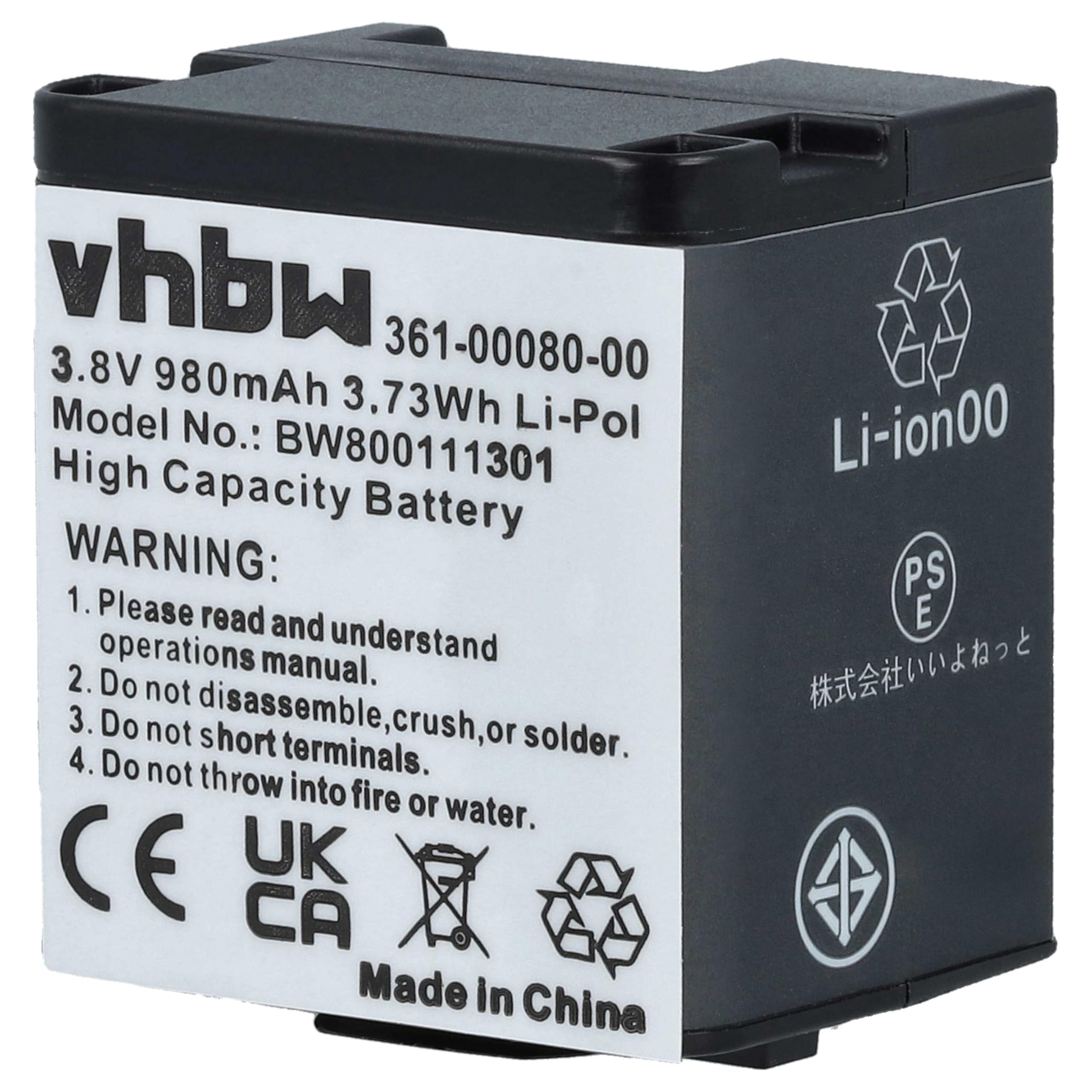 vhbw 2X Batterie Compatible avec Garmin Virb X