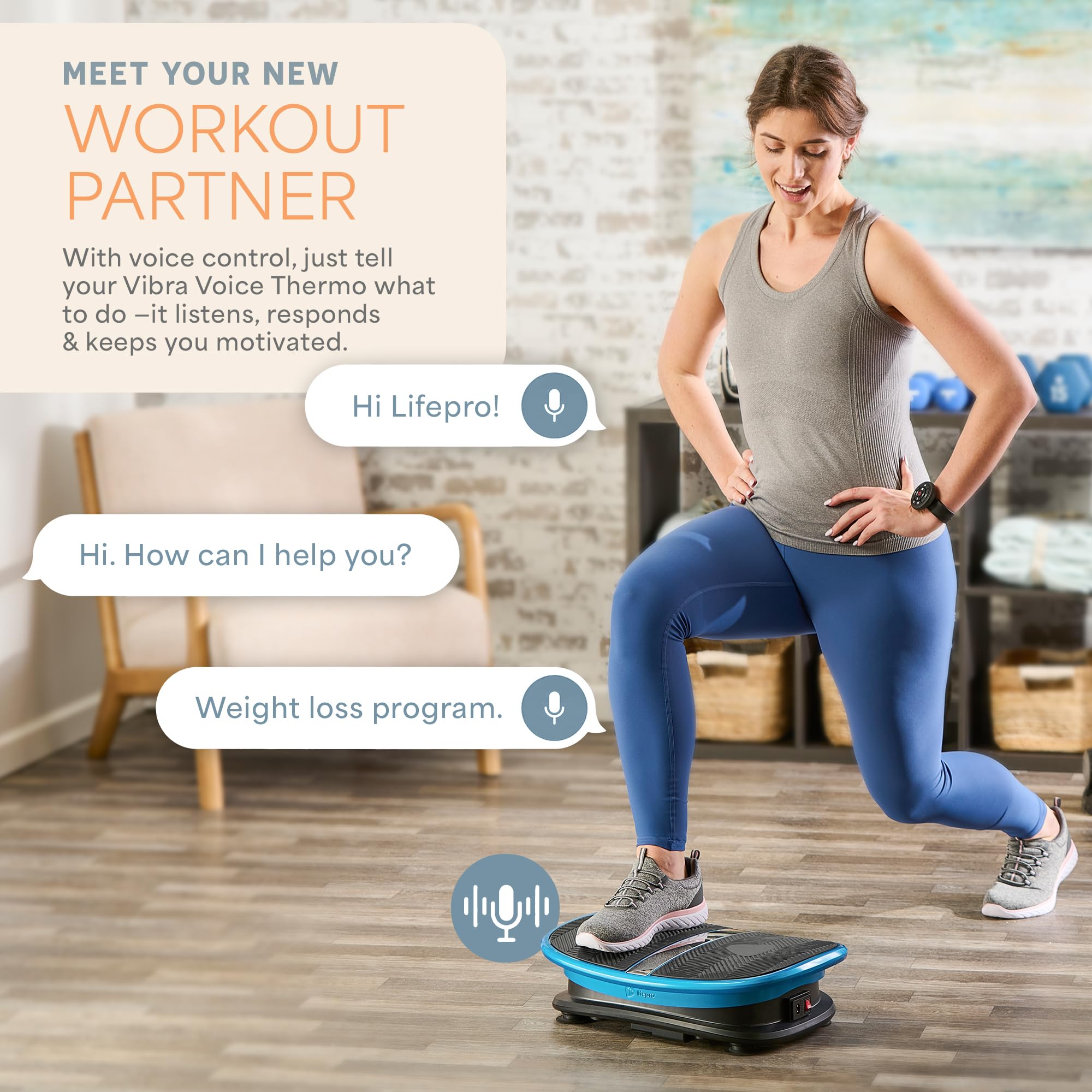 Lifepro - Placa vibratoria de Movimiento Vertical con Control de Voz para Drenaje linfático con Terapia de Calor - Plataforma Vibrante Curvada para relajación y recuperación Muscular