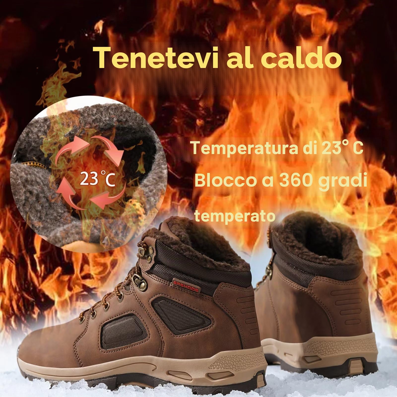 Stivali da Neve Uomo Caldo Stivali Invernali Impermeabile | Antiscivolo Scarpe da Inverno Comode Trekking Boots Outdoor Sneakers da Trekking