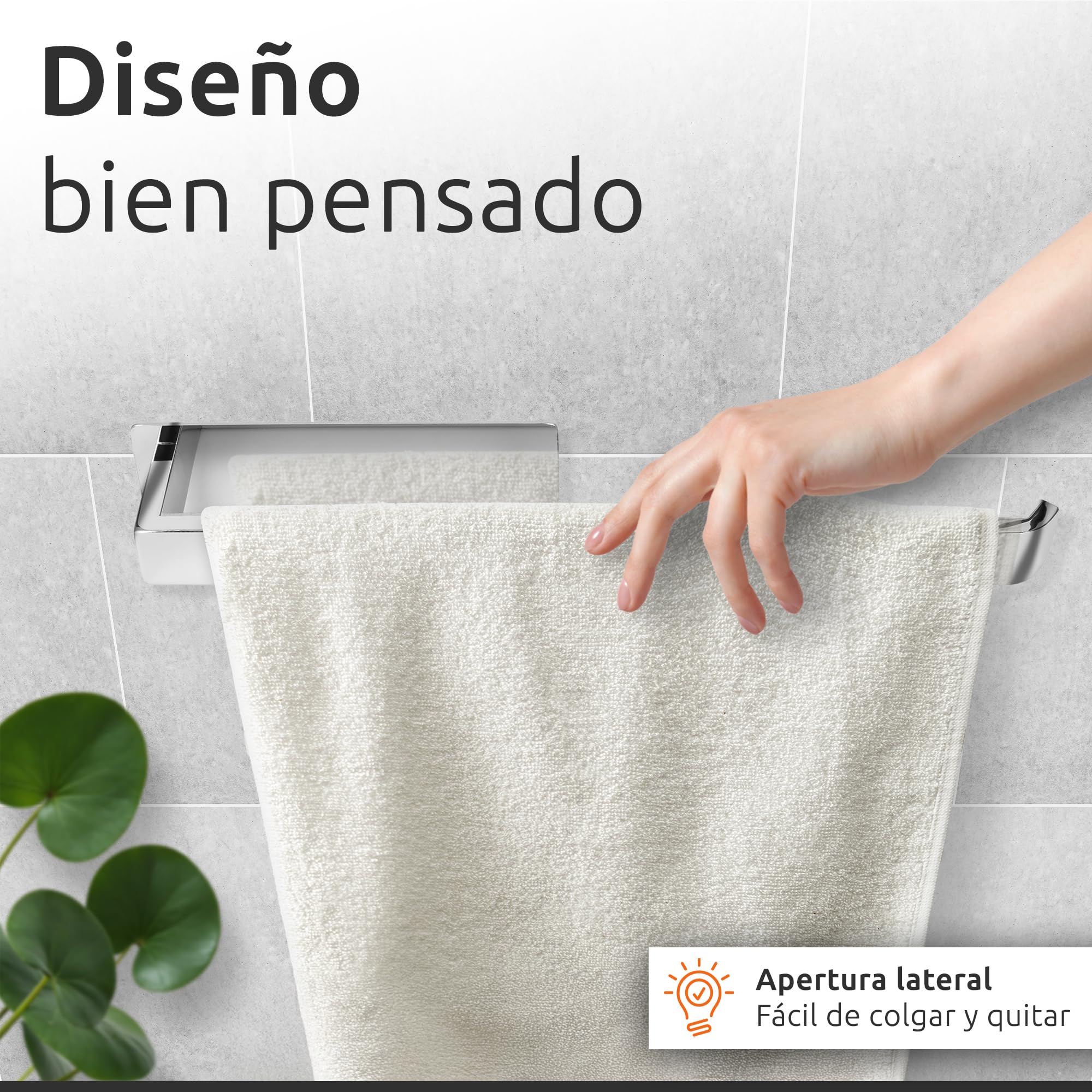 ECENCE Toalleros de Baño sin Taladro Cromo 38cm - Colgador de Toallas con Adhesivo en Acero Inoxidable 304, Antióxido para Cocina y Aseo