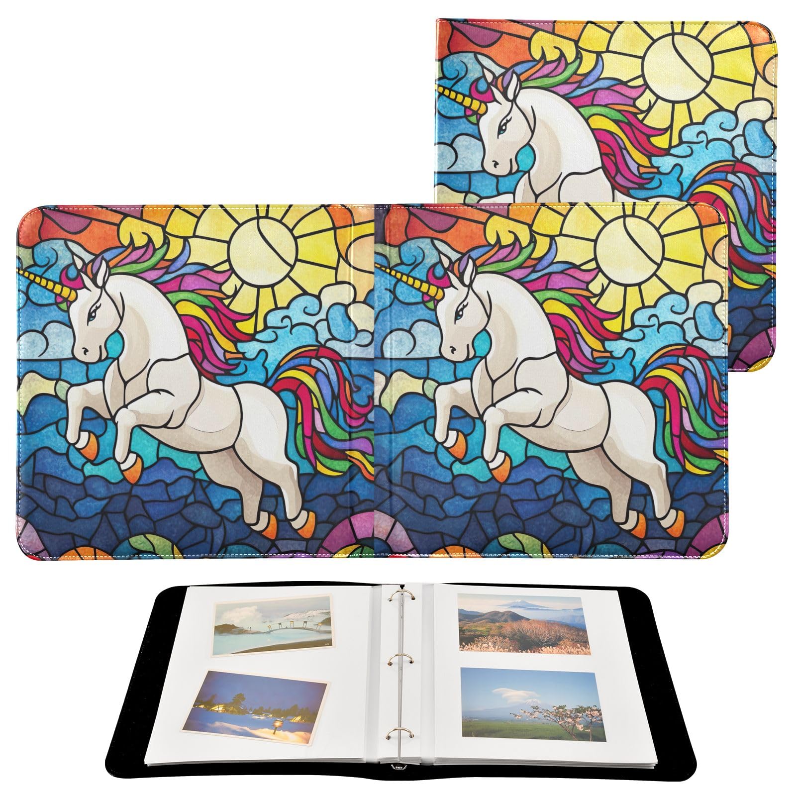 Album photo autocollant licorne grand format 15x20 12x17 et 10x15 cm en cuir