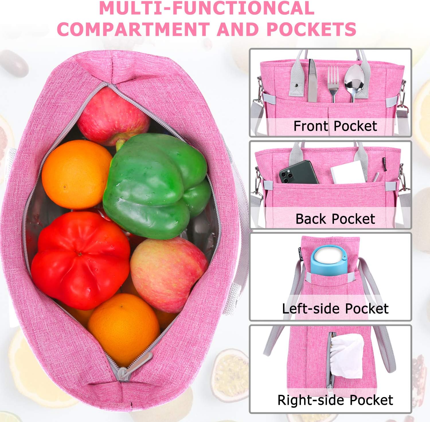 KIPBELIF Insulated Lunch Bags for Women Large Tote Adult Lunch Box