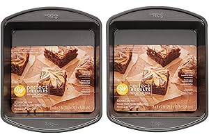 Wilton Perfect Results Premium Non-Stick Square Brownie Tin, 8 Inch, Set of 2