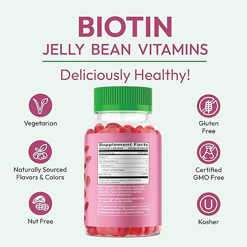 Miniatura 7 de Human Beanz Vitaminas de gomita de biotina biotina extra fuerte para cabello piel y uñas 5000 mcg por porción vitaminas para el crecimiento del