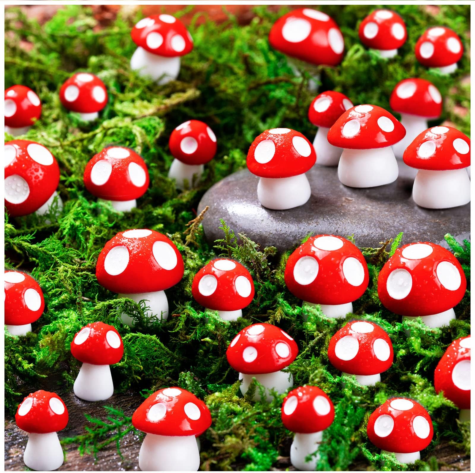 Mini Mushrooms for Crafts Tiny Fairy Garden Mushrooms Little Resin Mushroom Decor Fake Mushroom Miniatures Statue for Bonsai Micro Landscape Craft (60pcs)