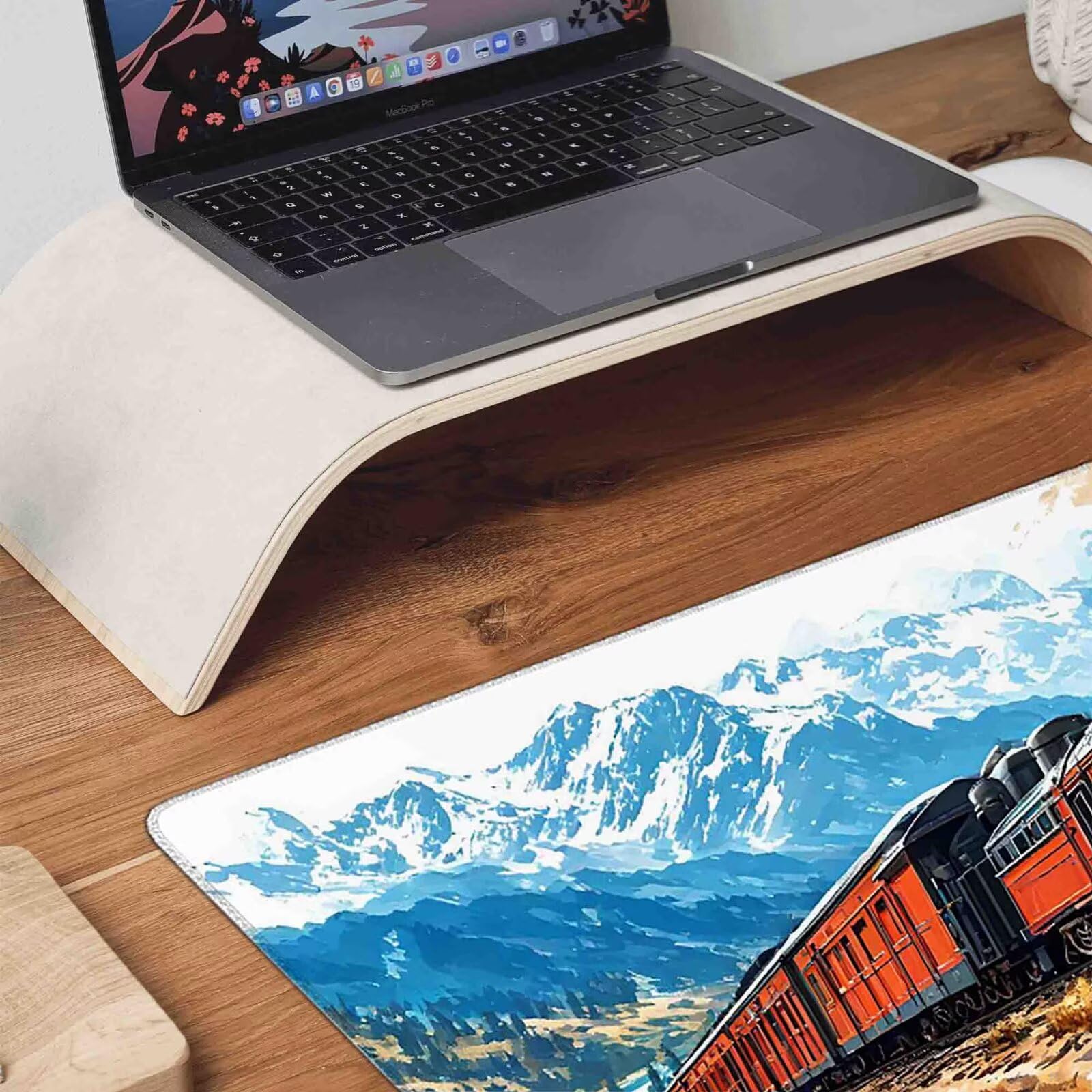 Tappetino Mouse Inverno Mousepad Treno Tappetino Mouse XXL 1200 x 600mm Sottomano Scrivania Grande con Base in Gomma Antiscivolo Accessori Gaming, Migliora Precisione e Velocità per PC, Laptop z8457