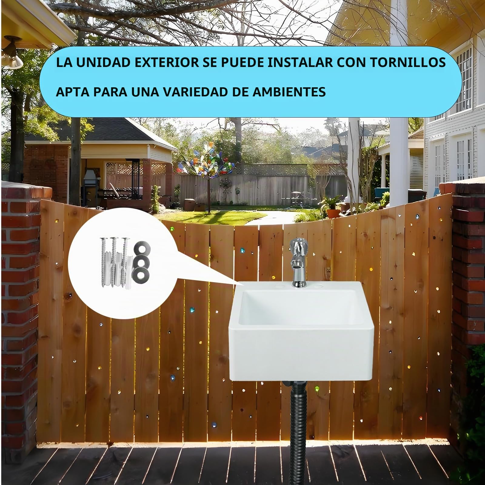 Fregadero de baño pequeño para montaje en pared, instalación sin taladro, fregadero autoadhesivo de 15.74 x 7.87 pulgadas con agujero de grifo de 1.26 pulgadas, mini fregadero de plástico para el