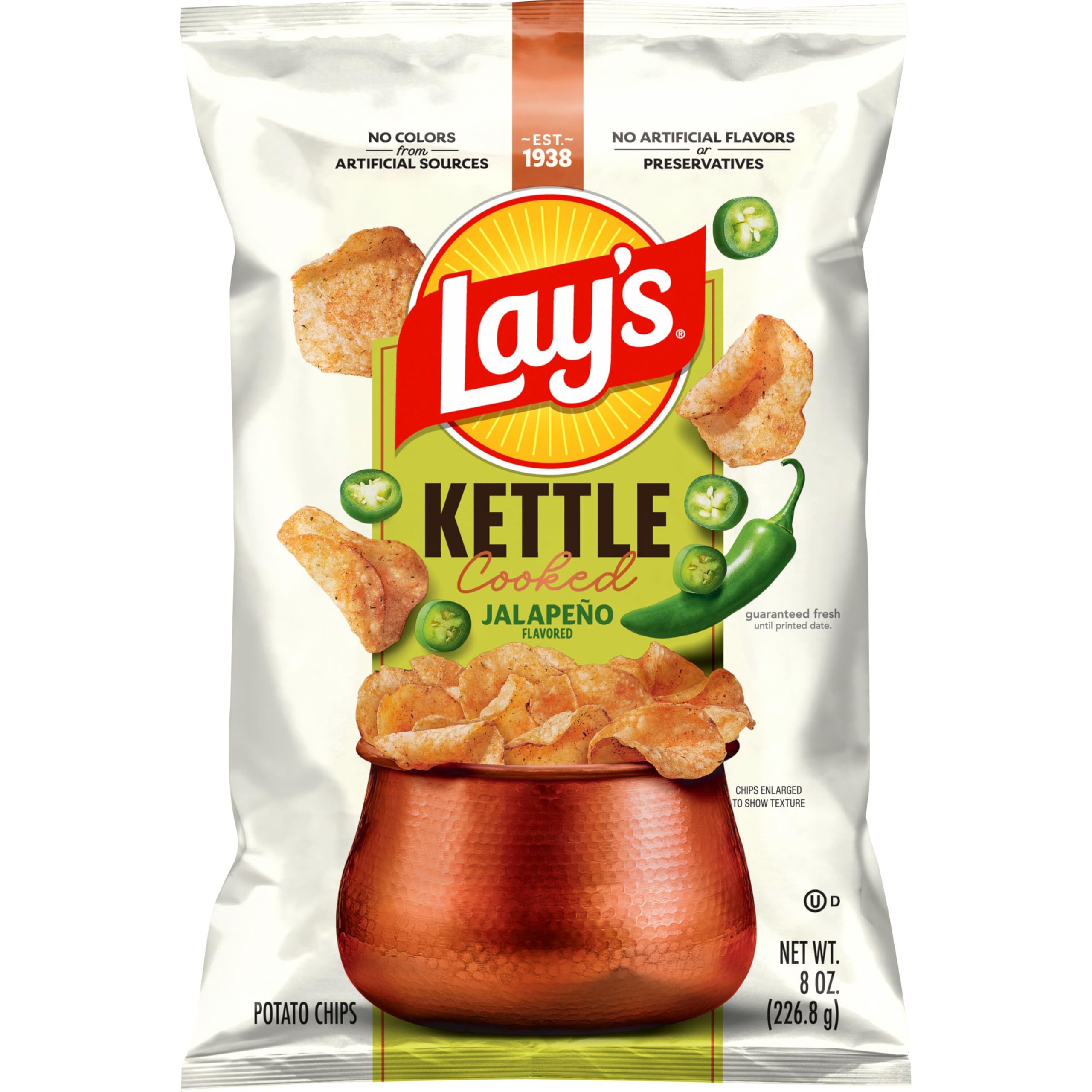 Lay's Kettle Cooked Jalapeno Potato Chips, 8 Oz