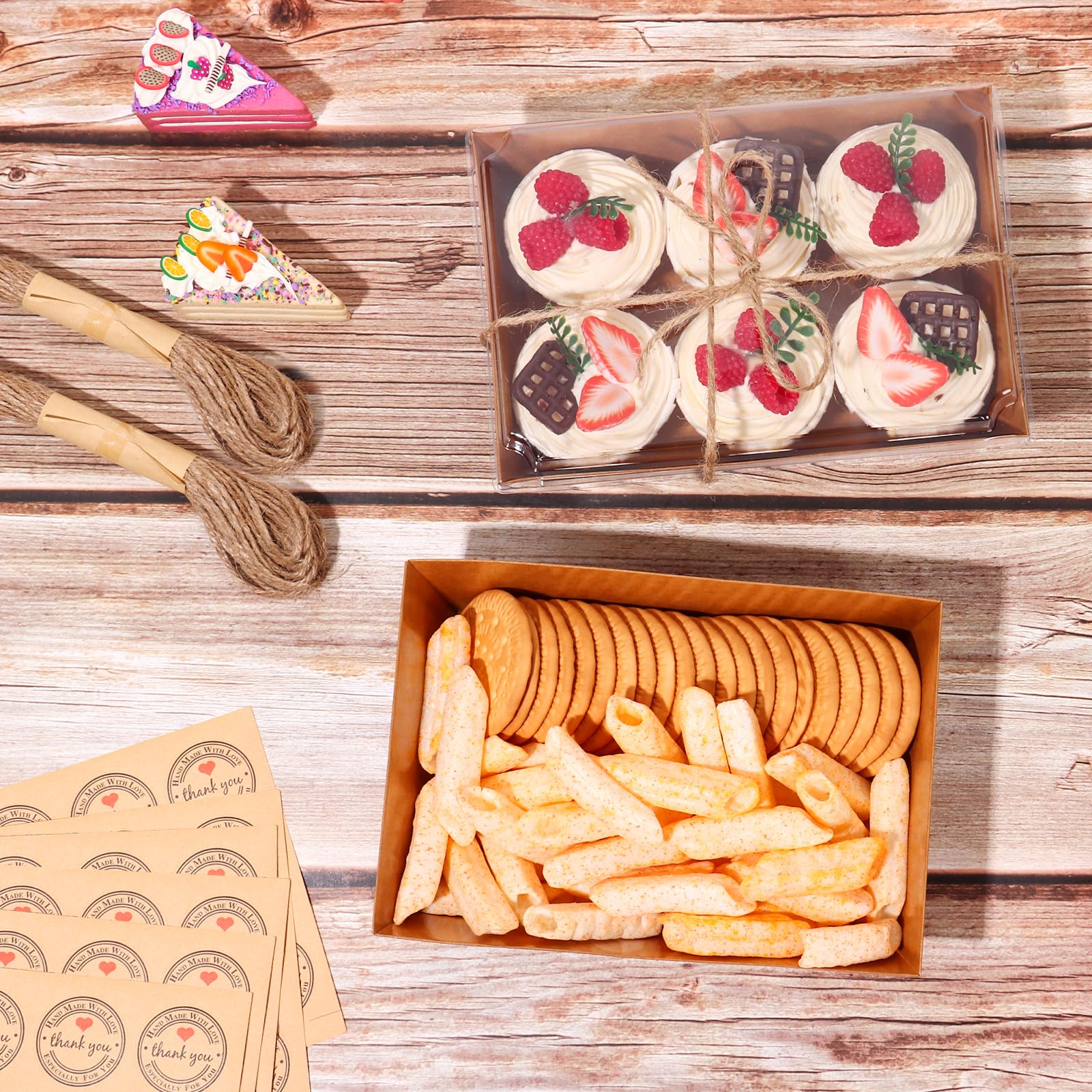 Paquete de 30 cajas de charcutería con tapas transparentes, caja de papel para charcutería de 8 x 6 pulgadas, recipientes desechables para alimentos, tabla de charcutería con tapa para sándwiches,