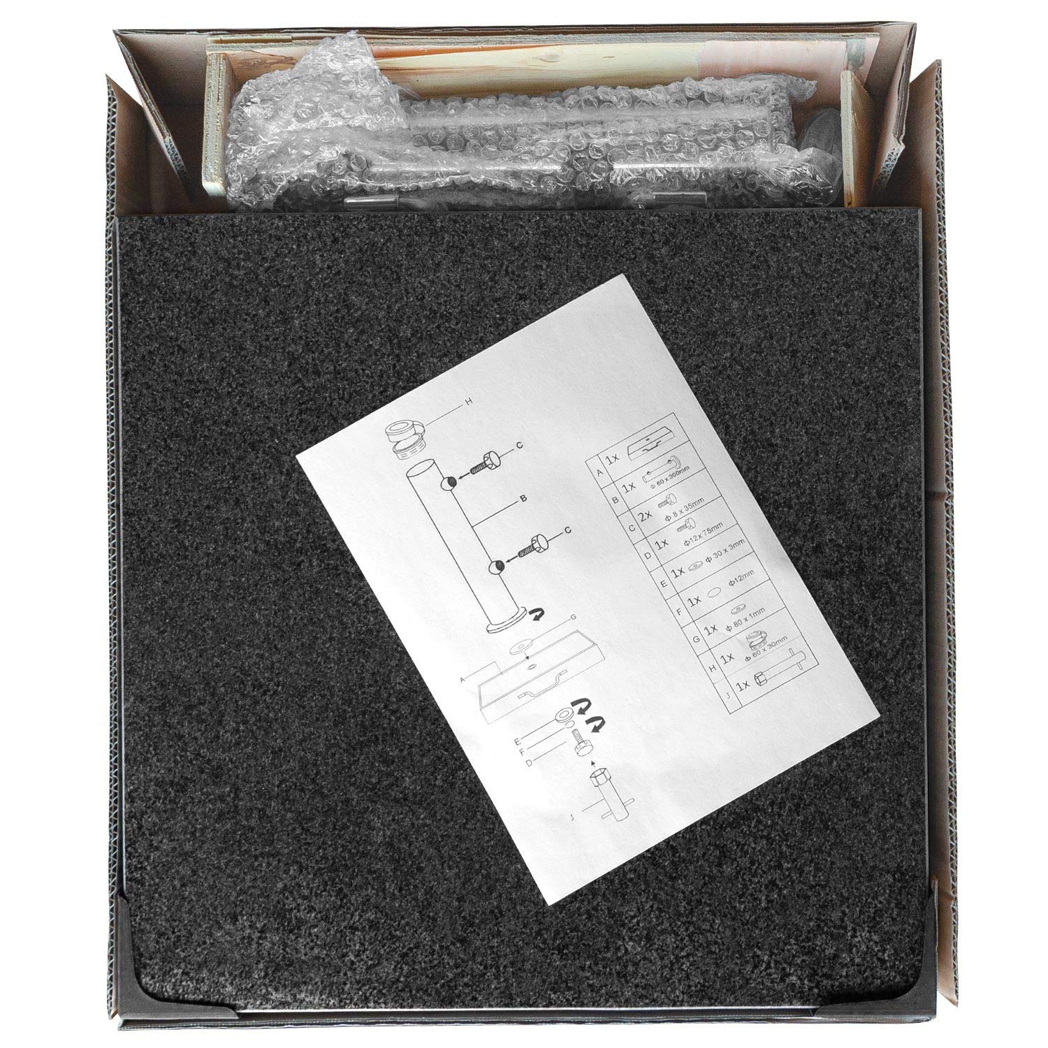 anndora Granit Sonnenschirmständer 40kg rollbar 45x45cm Adapter 48, 38mm - dunkelgrau poliert