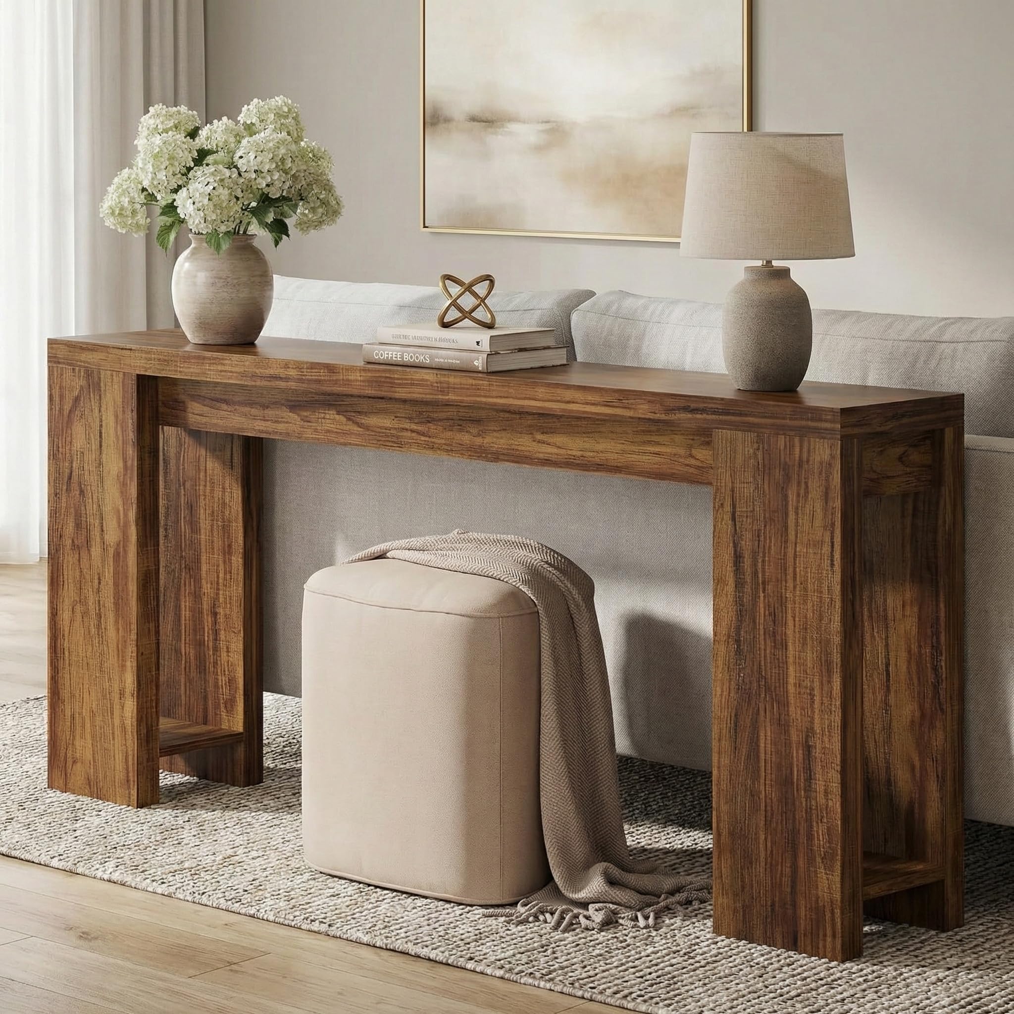 Lailang 160cm Consolle Ingresso, Tavolo Consolle, Mobile Ingresso Corridoio, Consolle Ingresso Legno, Consolle Dietro Divano, Tavolino Stretto E Alto, 160 x 30 x 85 cm, Marrone Scuro