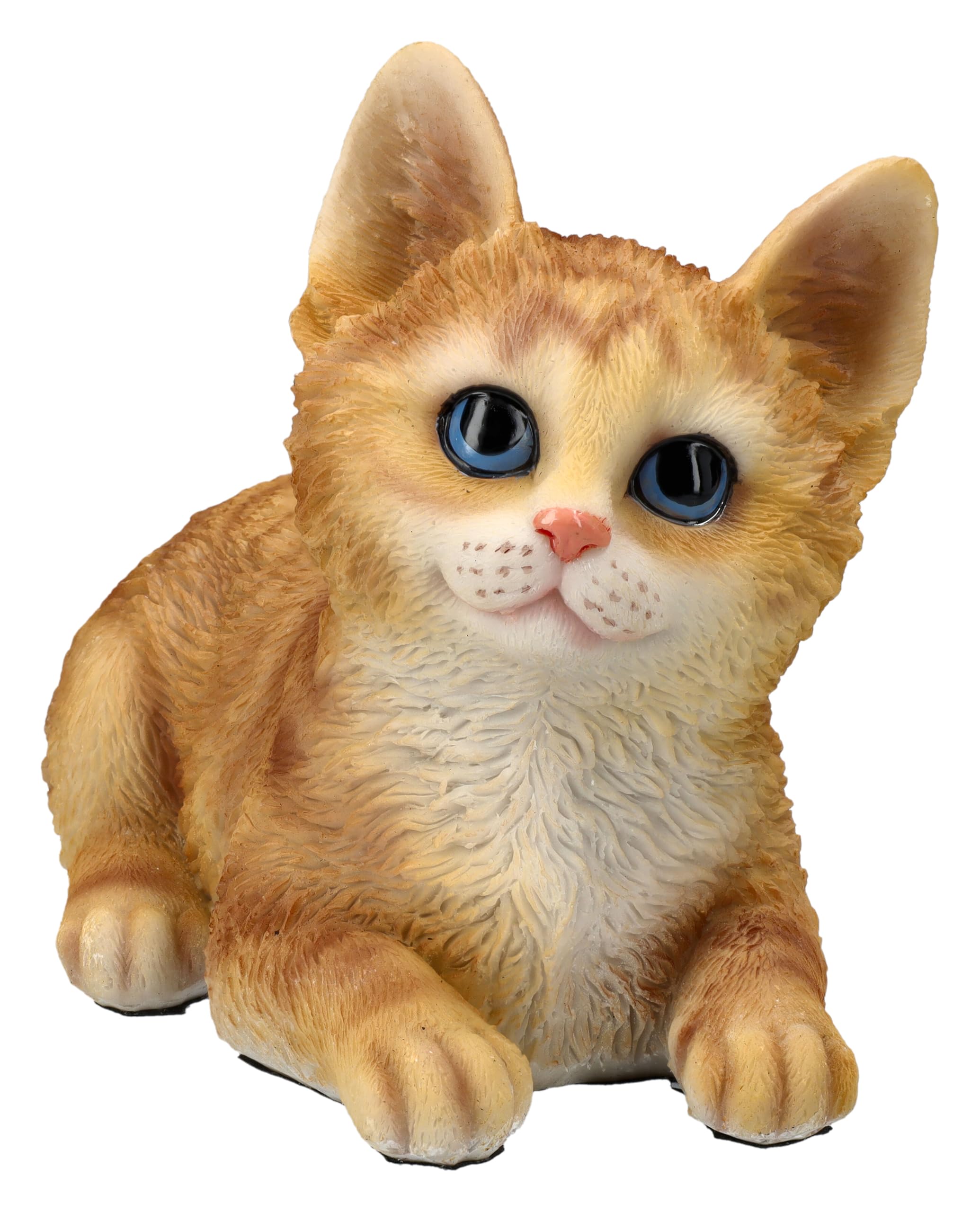 Figura decorativa de gato de gatito tigerado, color naranja, 14 cm