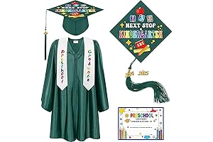 Bokon 4 Pcs Kindergarten Graduation Cap and Gown with 2024 Tassel and Certificate