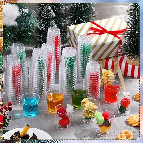 Miniatura 5 de Yaomiao 600 vasos de plástico de Navidad de 2 onzas, vasos transparentes para fiesta de Navidad, vasos desechables a granel de plástico para