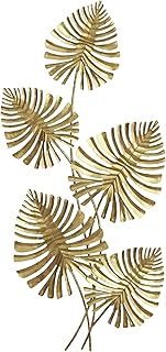 HOMCOM Wanddeko Wandbild Monstera-Wanddekoration Metallbild Wandskulptur mit handaufgetragener Folie Modern Wohnzimmer-Kunst für Schlafzimmer