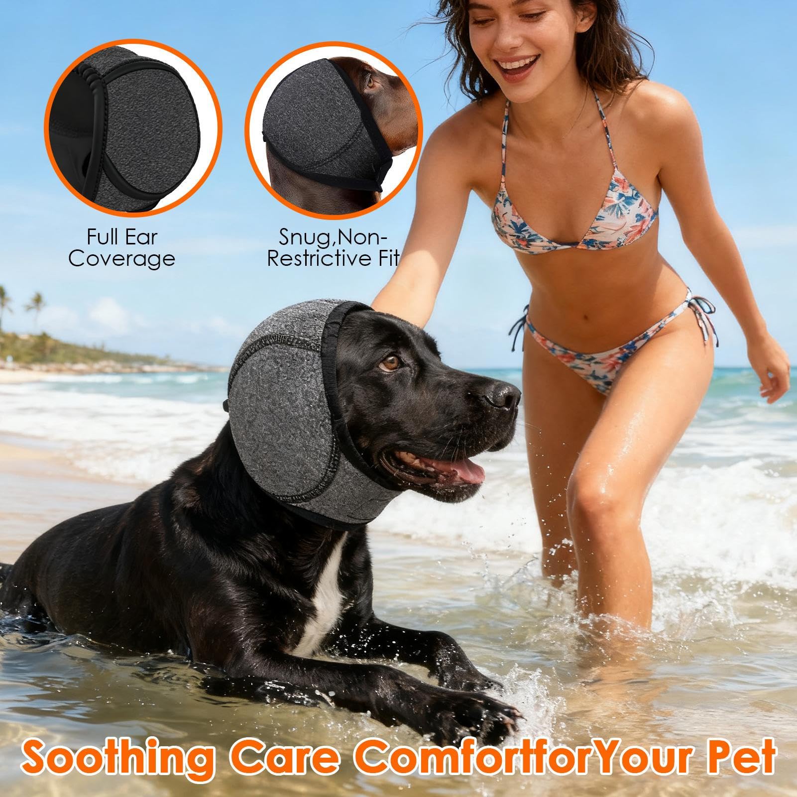 Orejeras para perros, tapones para los oídos impermeables, protección auditiva para perros, protección acústica ajustable para la ansiedad, cómoda cubierta de oído, protección contra el ruido en
