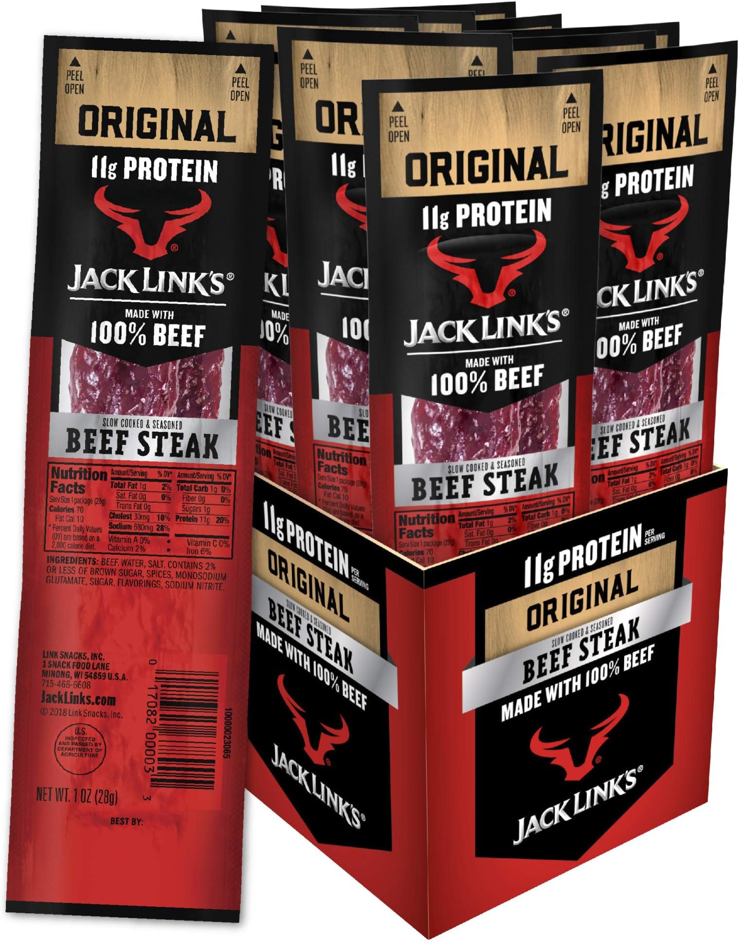 Amazon.com: Jack Link's Premium Cuts Beef Steak, Original, 1-Ounce ...