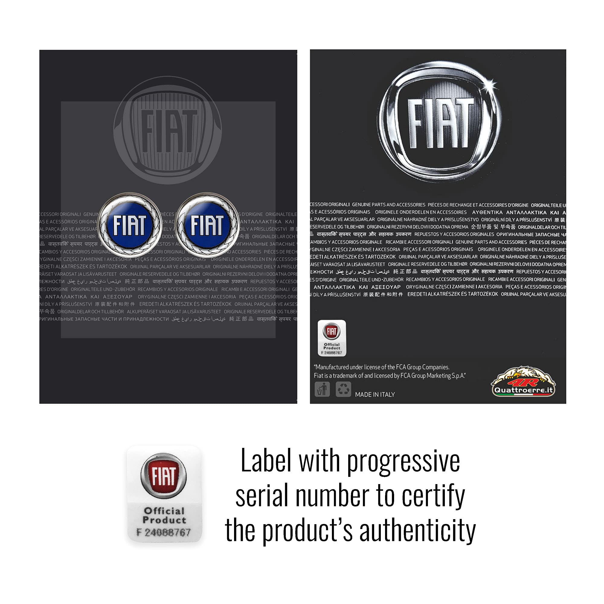 Fiat Logo Adesivo 3D Ufficiale Blu 12 mm 2 Pezzi