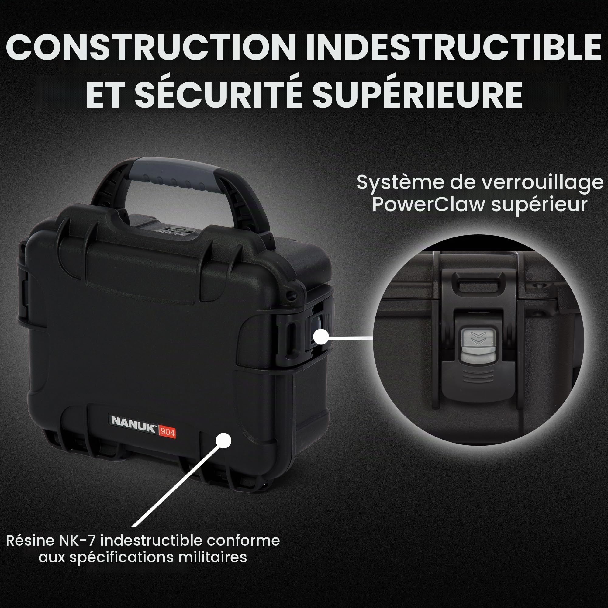 NANUK 904 Valise Rigide de Protection avec Mousse Prédécoupée, Étanche | 25,9 x 20,1 x 11,4 cm, Protège Appareils Photo et Accessoires, Mousse Personnalisable pour Ajustement Précis, Robuste, Noir