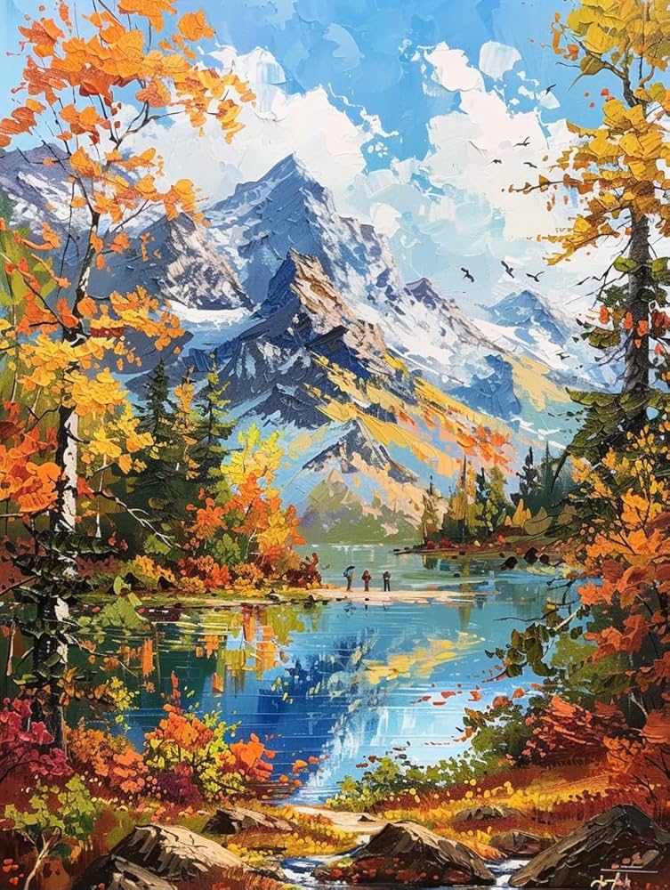 Amazon.com: CLIT Autumn Mountain Lake Diamond Art Painting