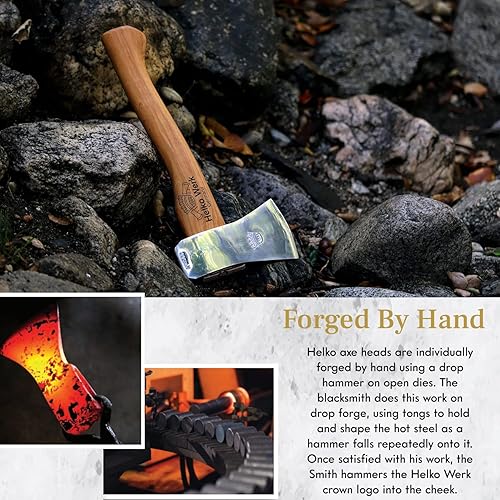 Miniatura 4 de 1844 Helko Werk Germany Classic Voyager Hacha  Hacha de campamento para exploración, campamento y mochilero, hacha de campamento pequeña con cabeza