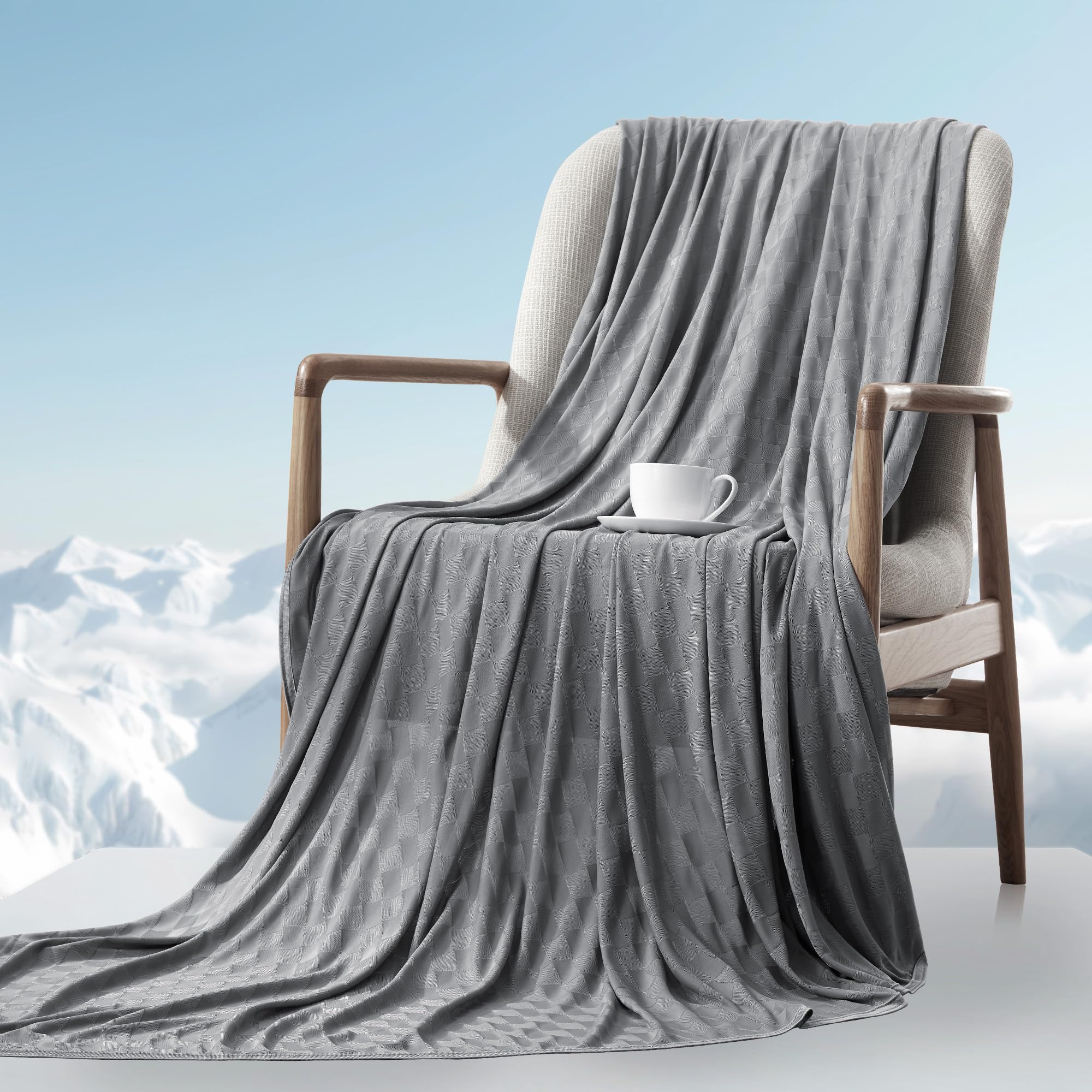 Photo 1 of Sonive Cooling Blanket for Hot Sleepers,Cool Blanket for Night Sweats, Summer Soft Lightweight Throw Blanket King 90''x108'' for Hot Weather Kid Adults Dark Grey