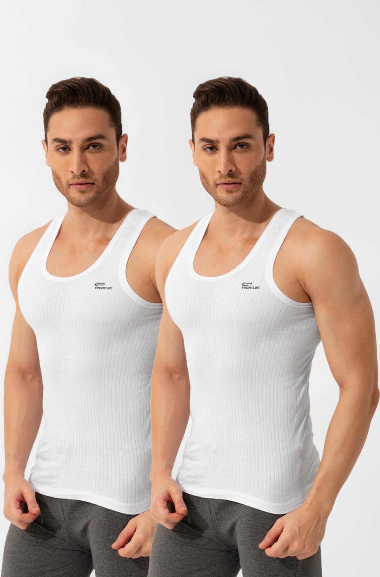 - XING Sleeveless Round Neck Vest for Men, 100% Cotton Material, Regular Fit, Pack of 2