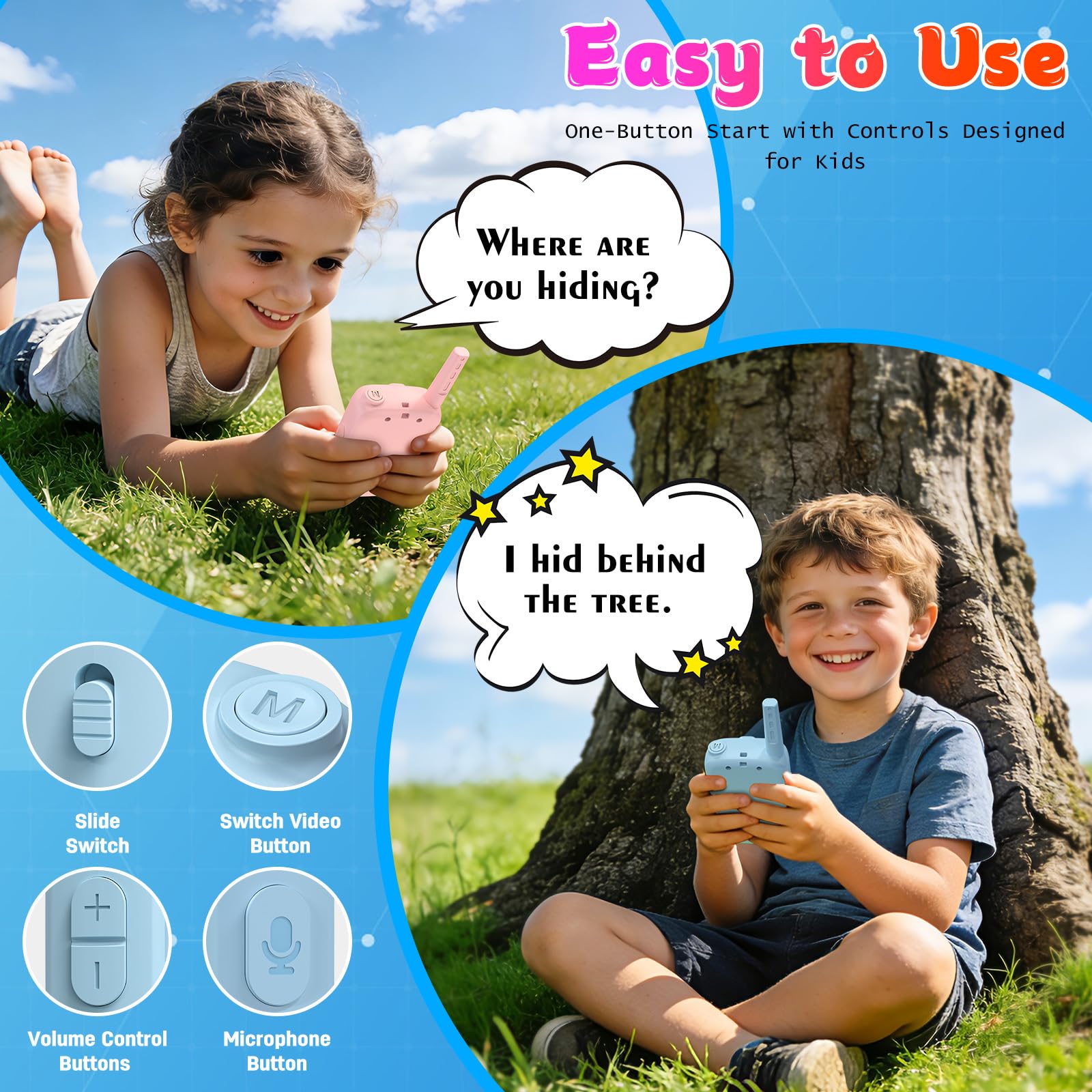 ZealSound Video Walkie Talkies for Kids,Toys for Boys Girls Ages 3-12 Indoor Outdoor, w/Magic Voice - Image 3