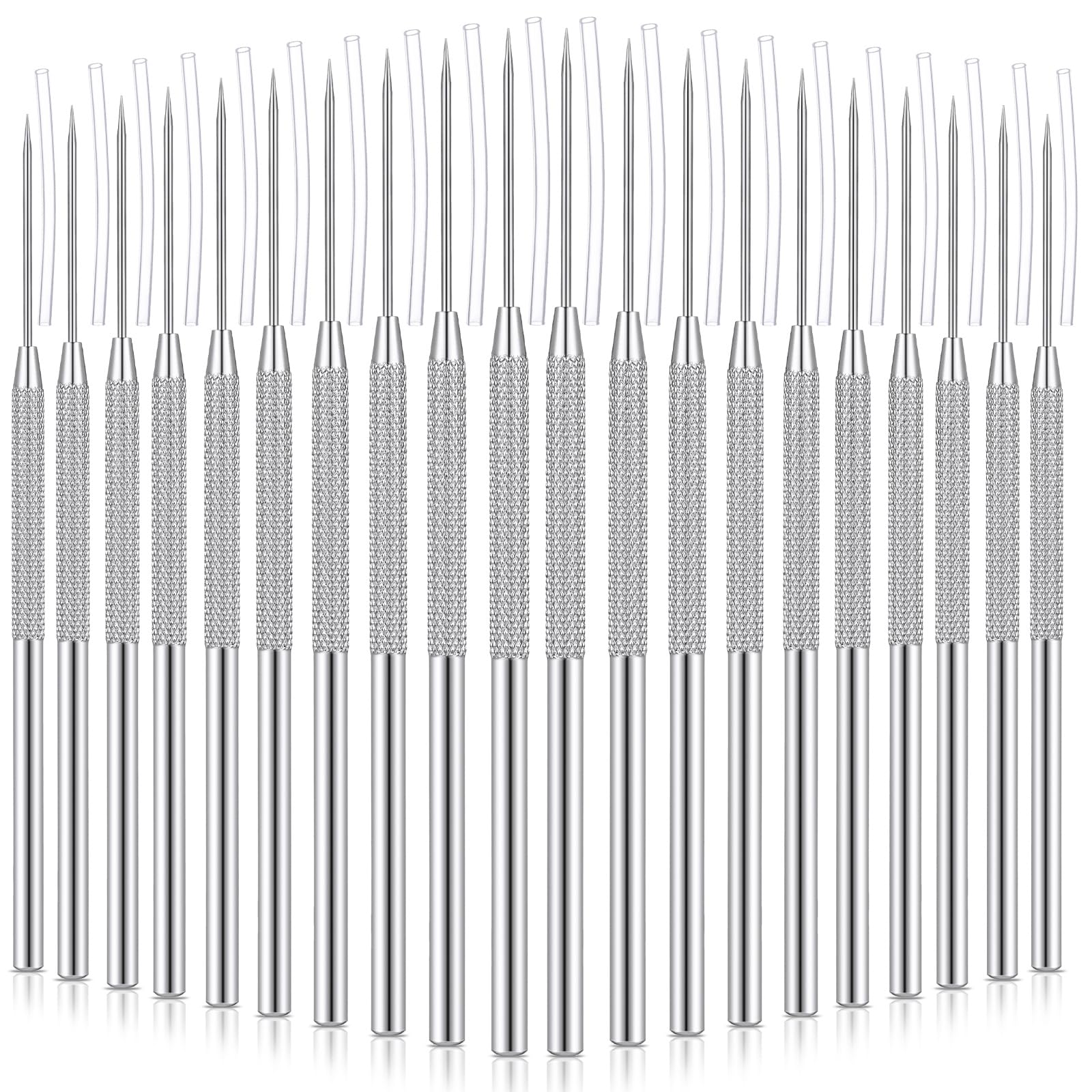 Lasnten 20 Pcs Clay Sculpting Tools Clay Needle Ceramic Needle Modeling Carving Stainless Steel Pottery Tools Polymer Detail Sculpture Supplies for Sculpting Carving DIY Craft Texture Art