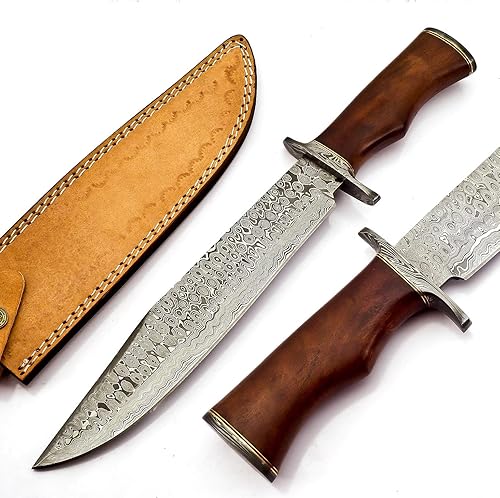 Miniatura 6 de BK-3035 Cuchillos de caza hechos a mano de acero de Damasco de 15 pulgadas - Mango de madera de rosa.