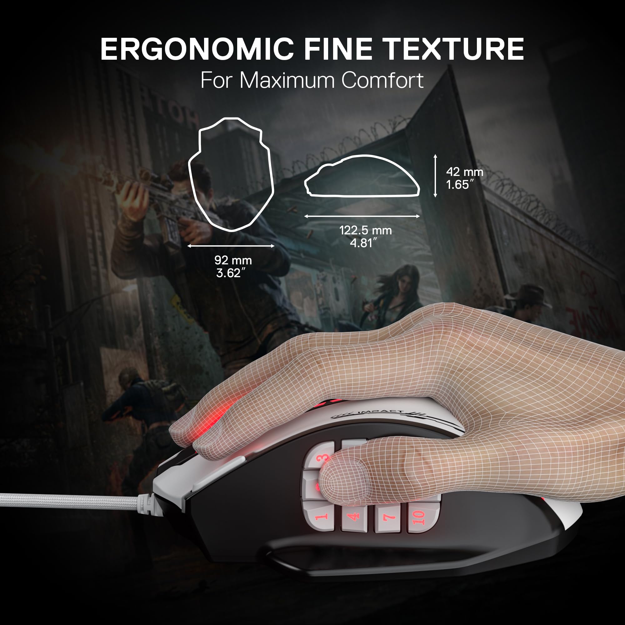 Redragon M908WB Souris Gaming MMO Filaire 24000 DPI Blanche