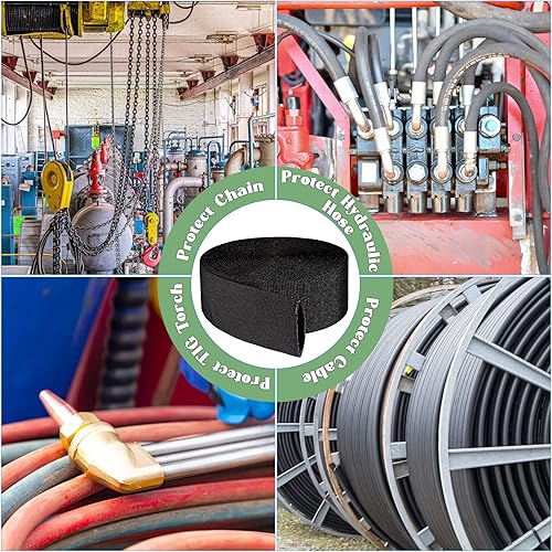 Miniatura 6 de Funda protectora de nailon de 25 pies, cubierta de manguera hidráulica de antorcha Tig, resistente a la abrasión de nailon resistente a la llama