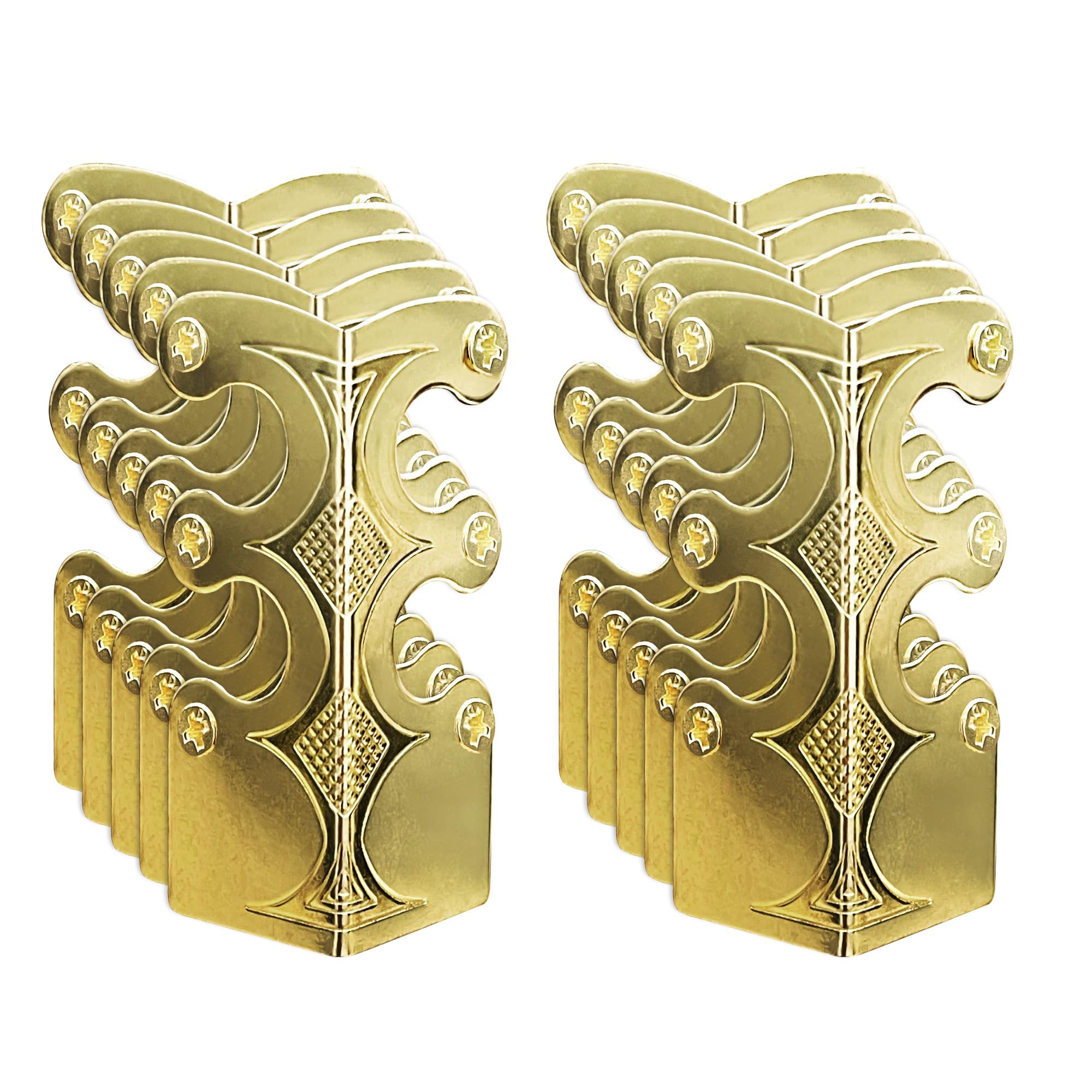 10PCS Solid Brass Skirting Board Corner Protectors, Skiffers Baseboard Corner Protectors, Vintage Metal Corner Bracket, Decorative Cover, Gold, 10