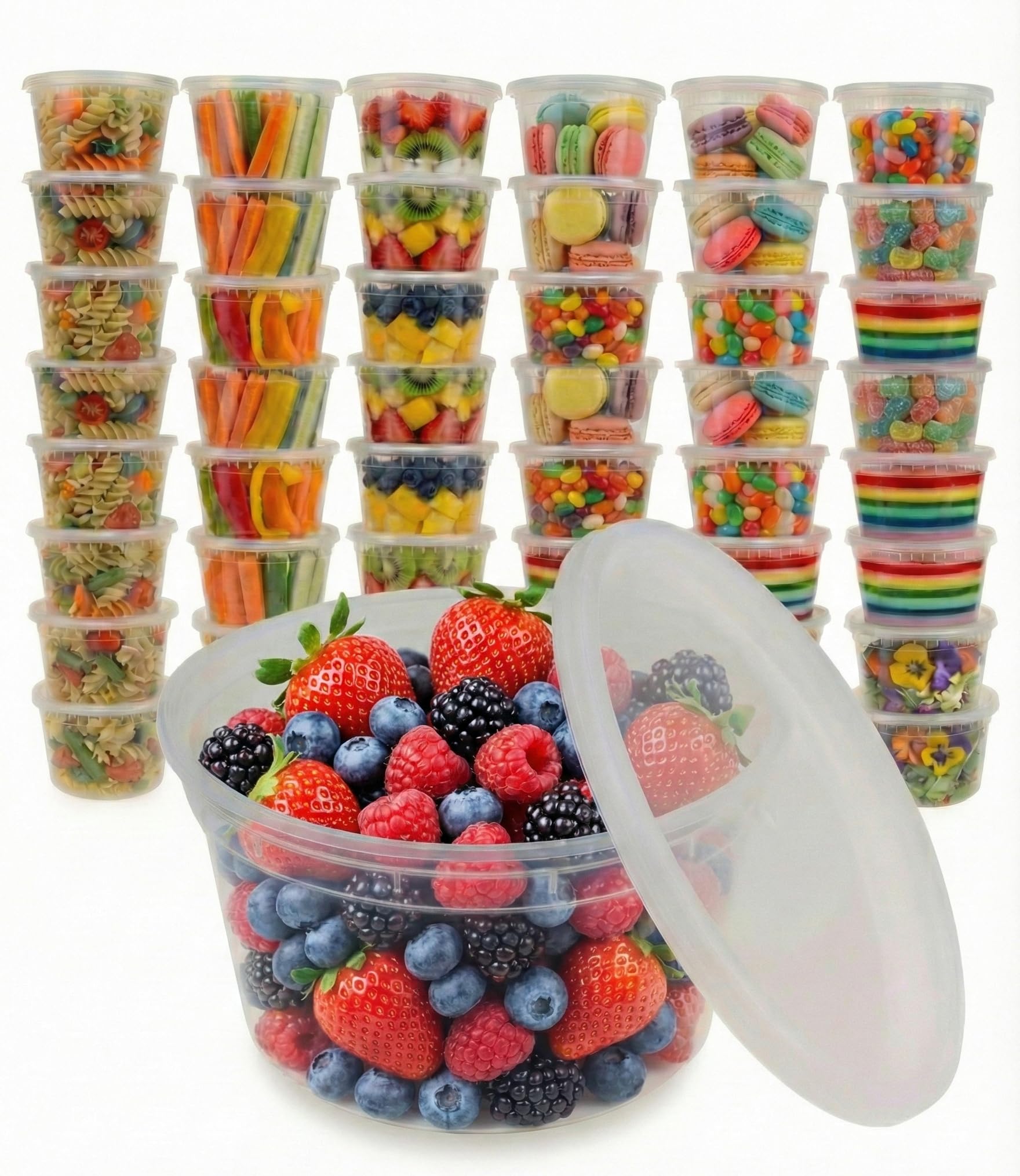 Frischhaltedosen aus Kunststoff, mit Deckel, 340 ml, BPA-frei, stapelbar, auslaufsicher, Mikrowelle, Spülmaschine, Gefrierschrank, 10 Stück