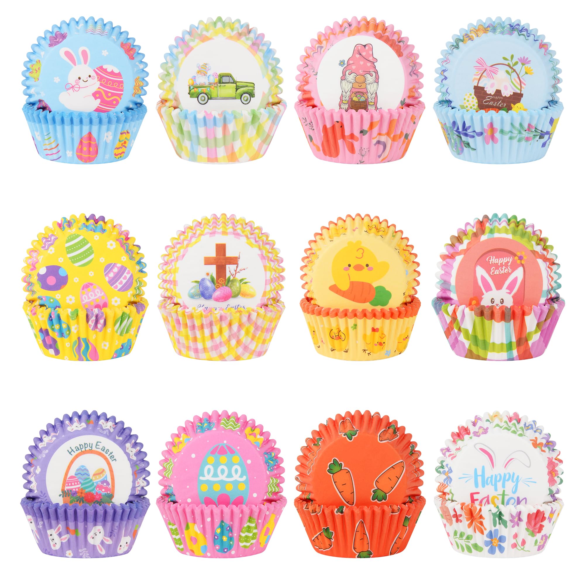 600 Pack Easter Cupcake Liners Baking Cups Standard Size Muffin Liners for Easter Spring Birthday Party Candy Cake Decorations Supplies(12 Styles)