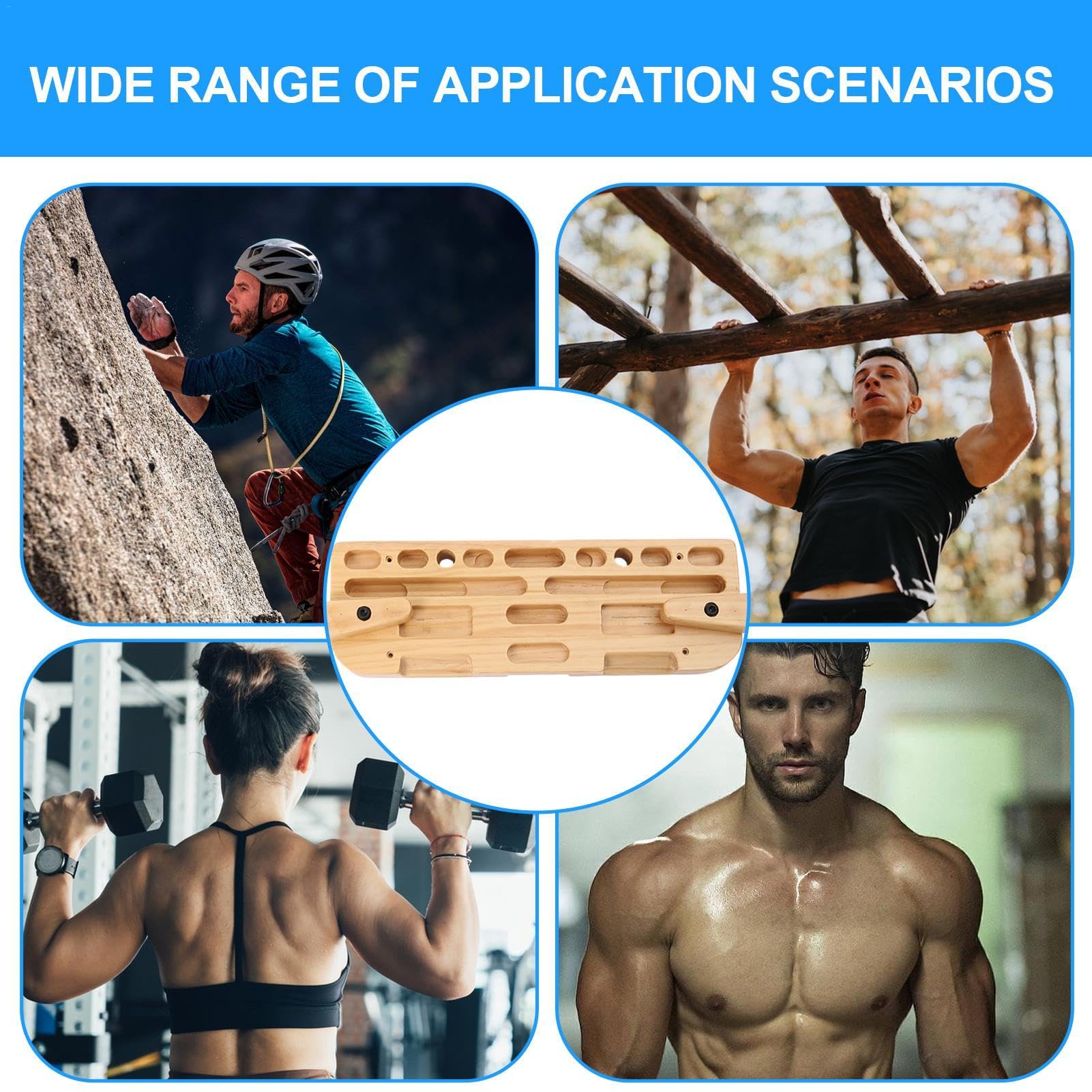 Rock Climbing Hangboard - Indoor Training Board, Durble Wooden Grip Trainer | Adjustable Difficulty Levels, Portable Climbing Training Equipment for Strength Building Training Finger, Grip Pull Up