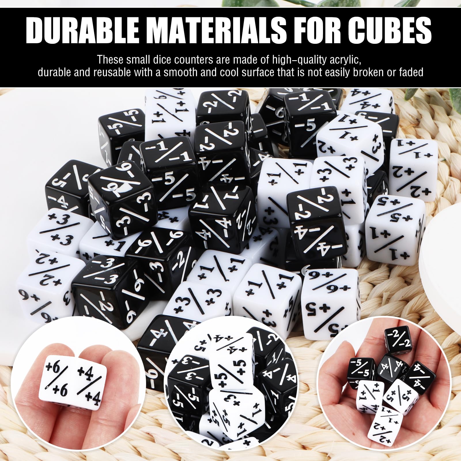 48 Acryl-Würfelzähler – 16 Mm, Schwarz & Weiß, Für Magic & Brettspiele