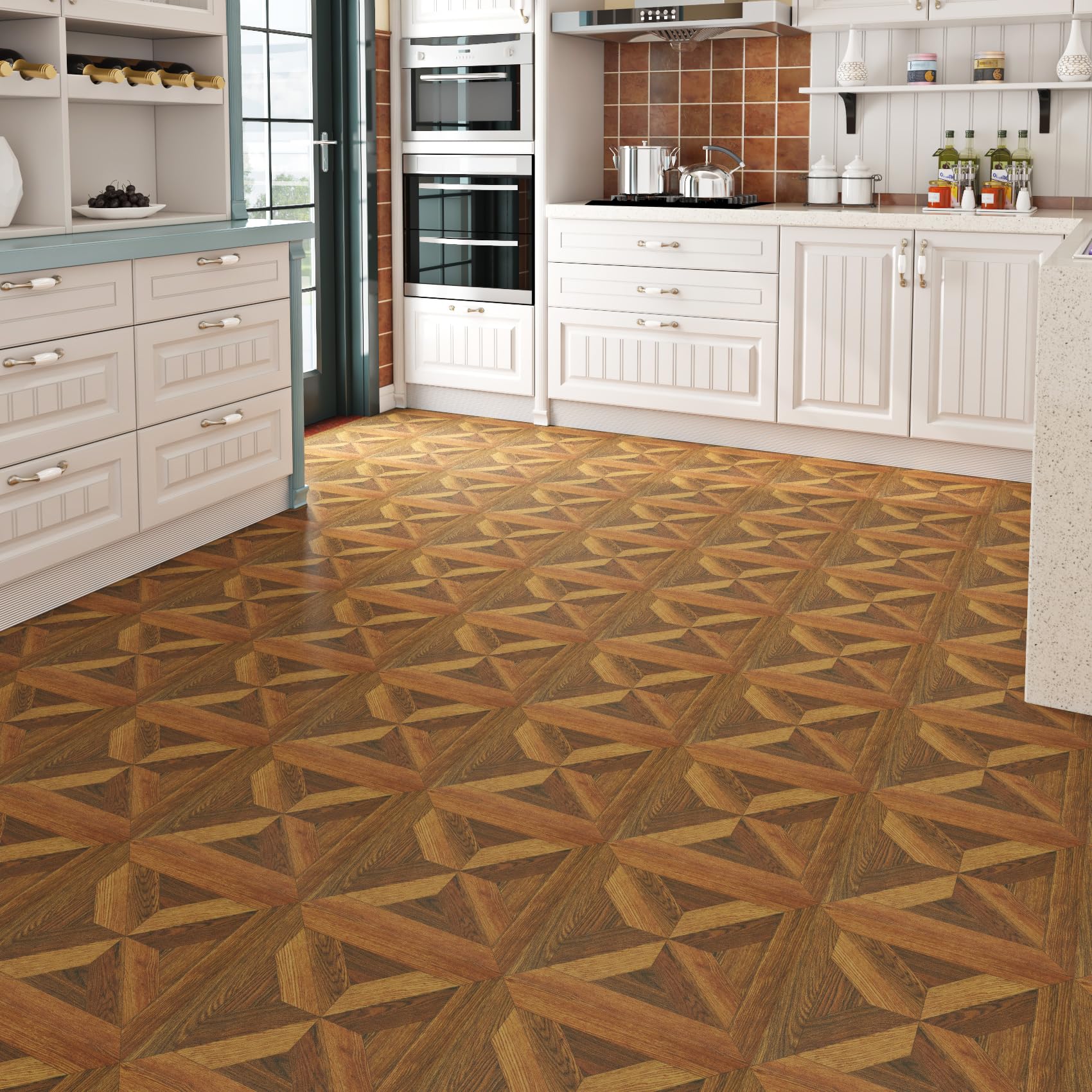 Livelynine Linoleum Pavimento Rotolo Adesivo Pavimento PVC Adesivo Legno Scuro 30x450CM PVC Adesiva Pavimenti Rotolo per Interno Effetto Parquet Adesivi Pavimenti Bagno Cucina Soggiorno Legno Retro