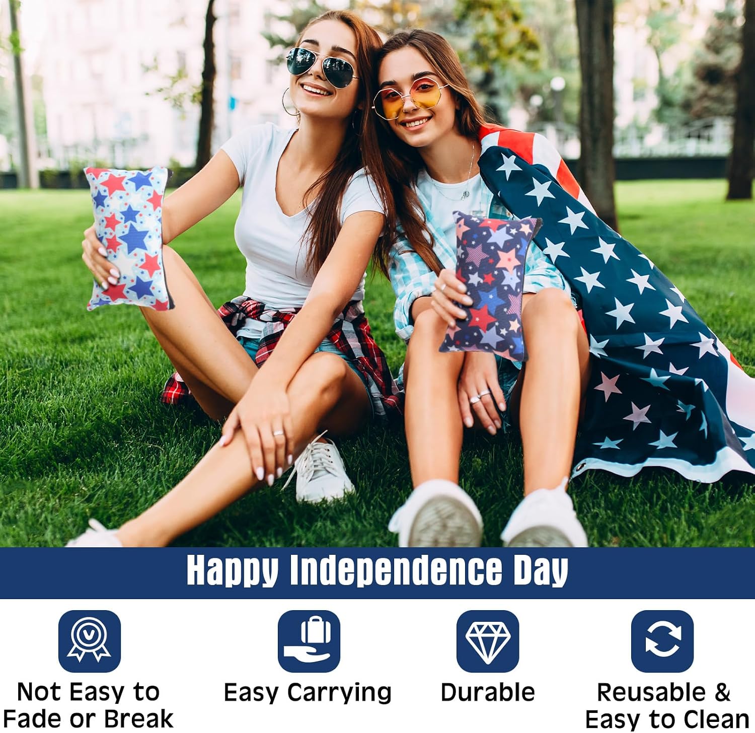 Meanplan 24 Pcs Patriotic Cosmetic Bags 4th of July Makeup Bags Toiletry Pouch with Zipper Travel Cosmetic Organizer for Independence Day Gift Women Girls 24 Styles