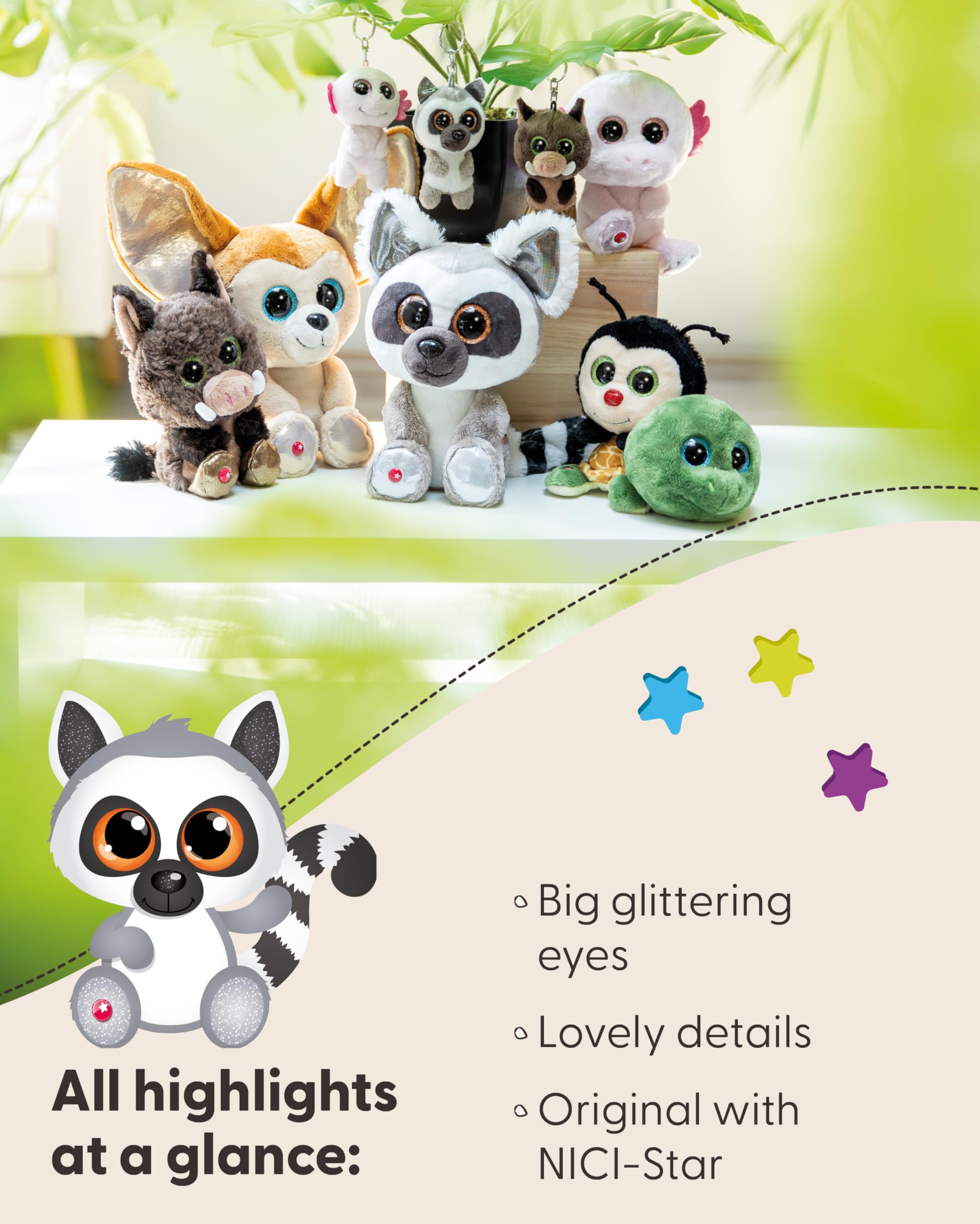 Pluszowa przytulanka GLUBSCHIS Lemur King Lou 25cm biały - Miękka maskotka z mięciutkiego pluszu, uroczy pluszak do przytulania i zabawy, dla dzieci i dorosłych