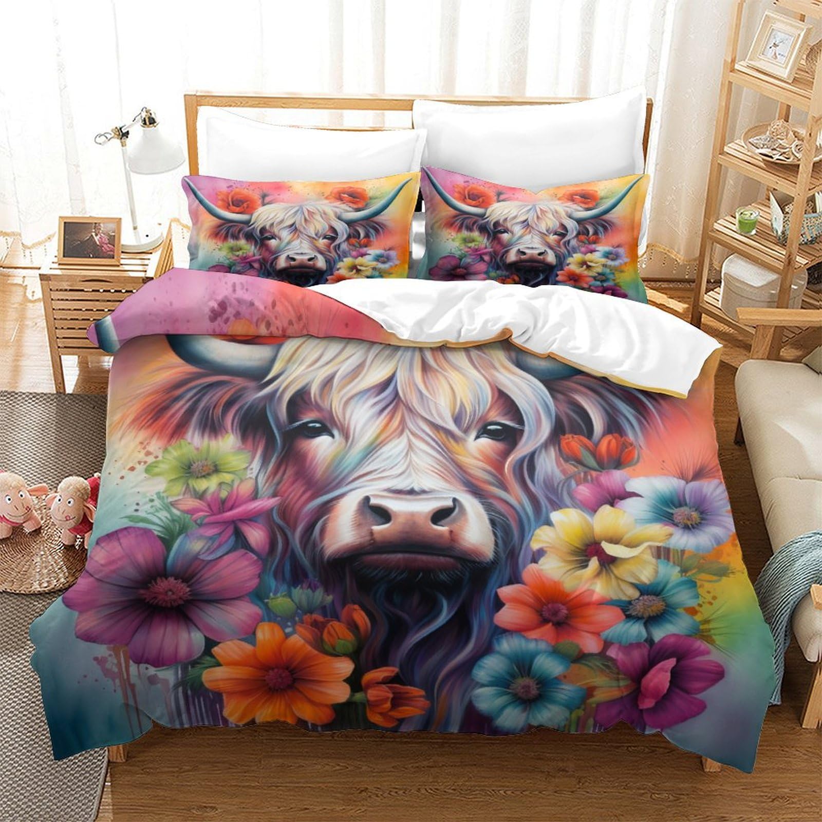 Housses de couettes vaches laitières pour ambiance chalet et chambre parentale cozy
