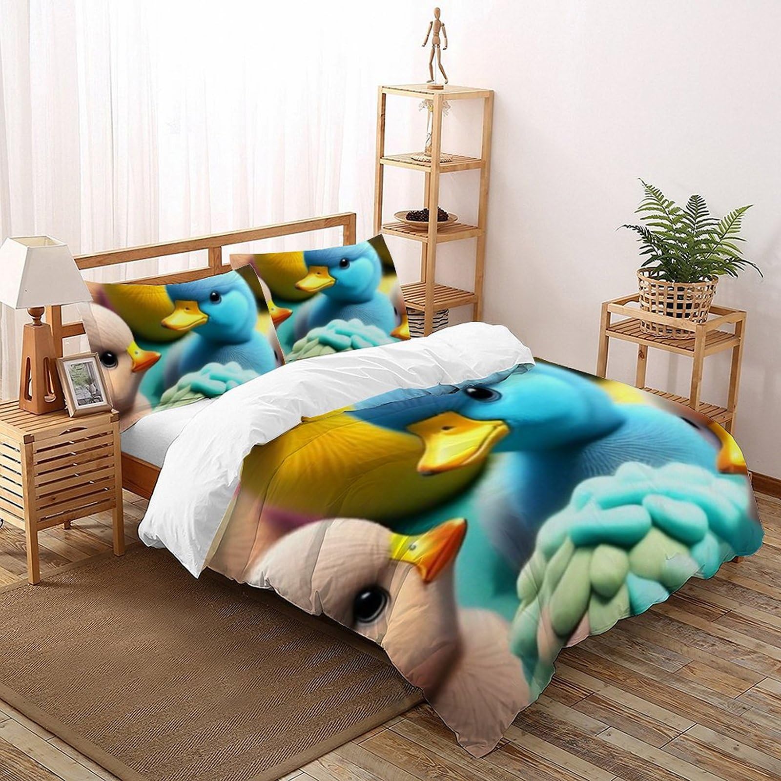 Housse de couette canard multicolore en microfibre Super King 260x220 cm