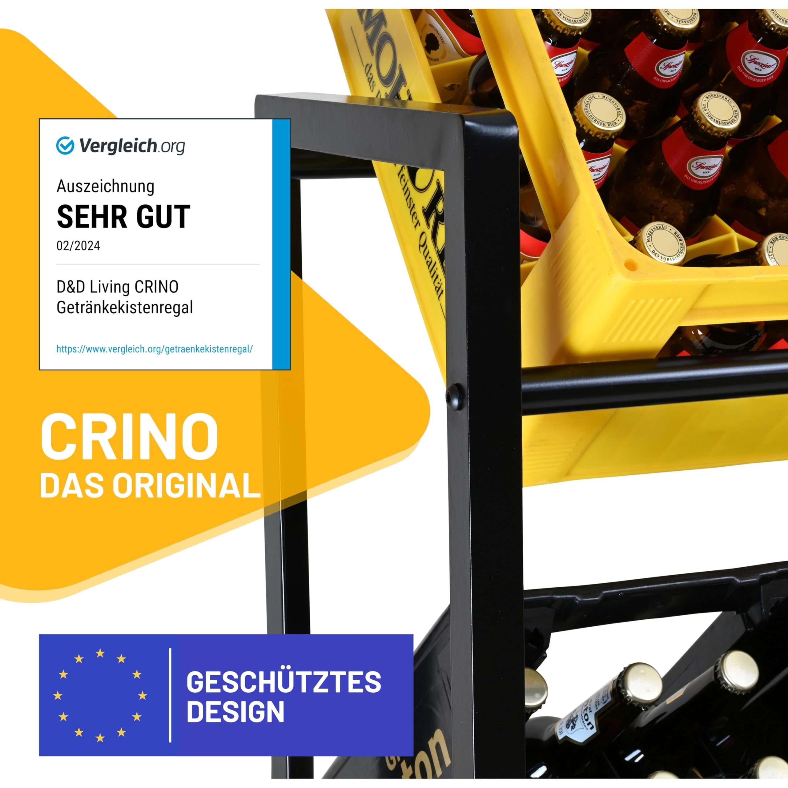 D&D Living® CRINO Getränkekistenregal 4 Kisten | Das Original Getränkeregal | maximale Stabilität und Leichter Aufbau | entwickelt in Österreich