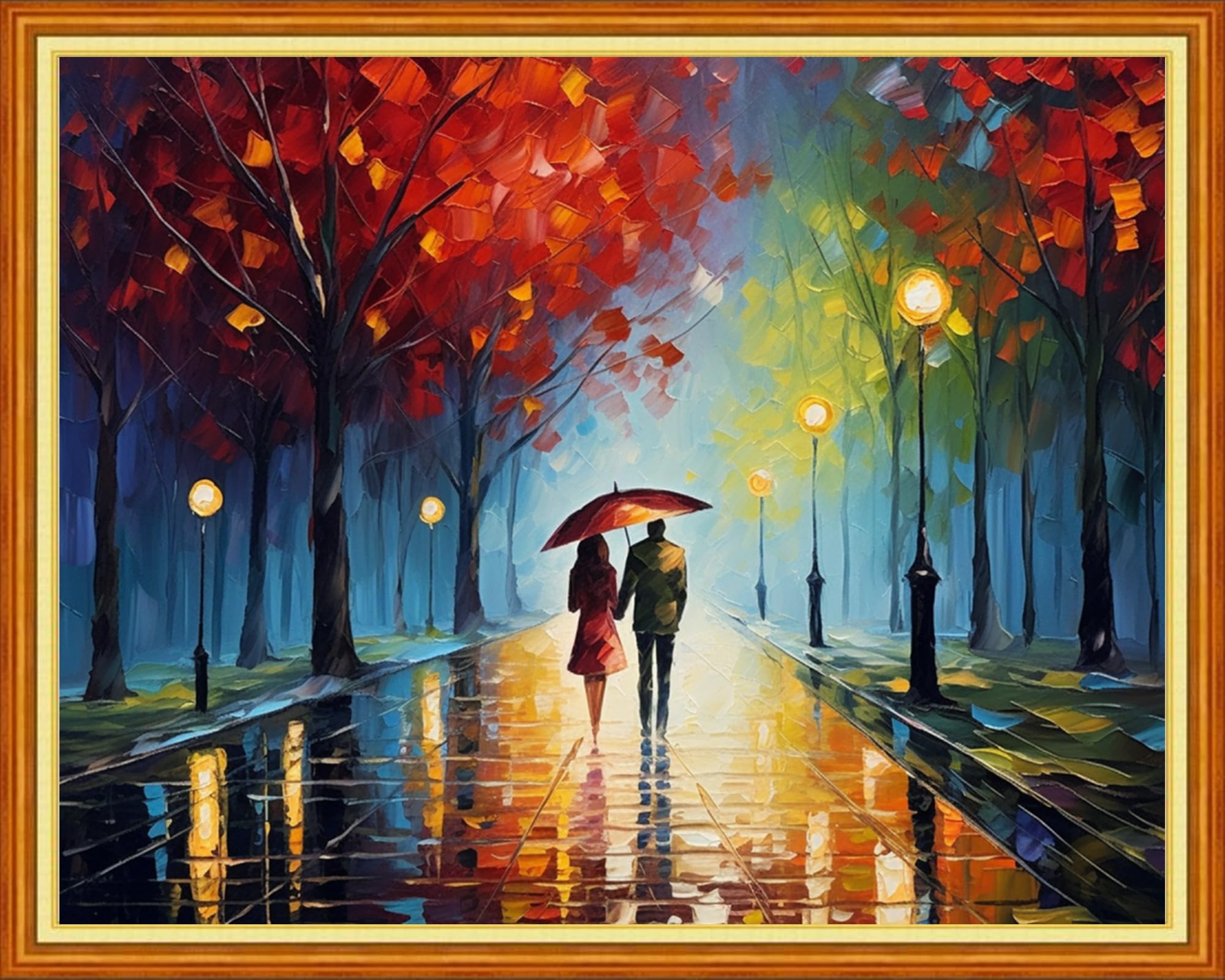 Dimxvean Stamped Cross Stitch Kits,Cross Stitch Kits for Adults Beginners,Embroidery Kits Full Range of Cross Stitch Stamped Kits Needlepoint Kits Cross Stitch Patterns-Lovers Walk 16x20 inch, Small