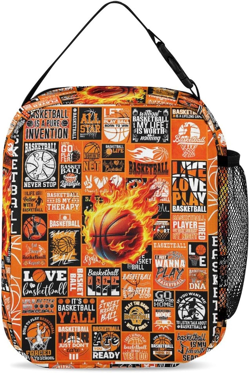 Basketball Lunch Box - Cool Reusable Basketball Lunch Bag for Women Men Kids - Small Portable Foldable Insulated Lunchbox for School Work Picnic - Image 4