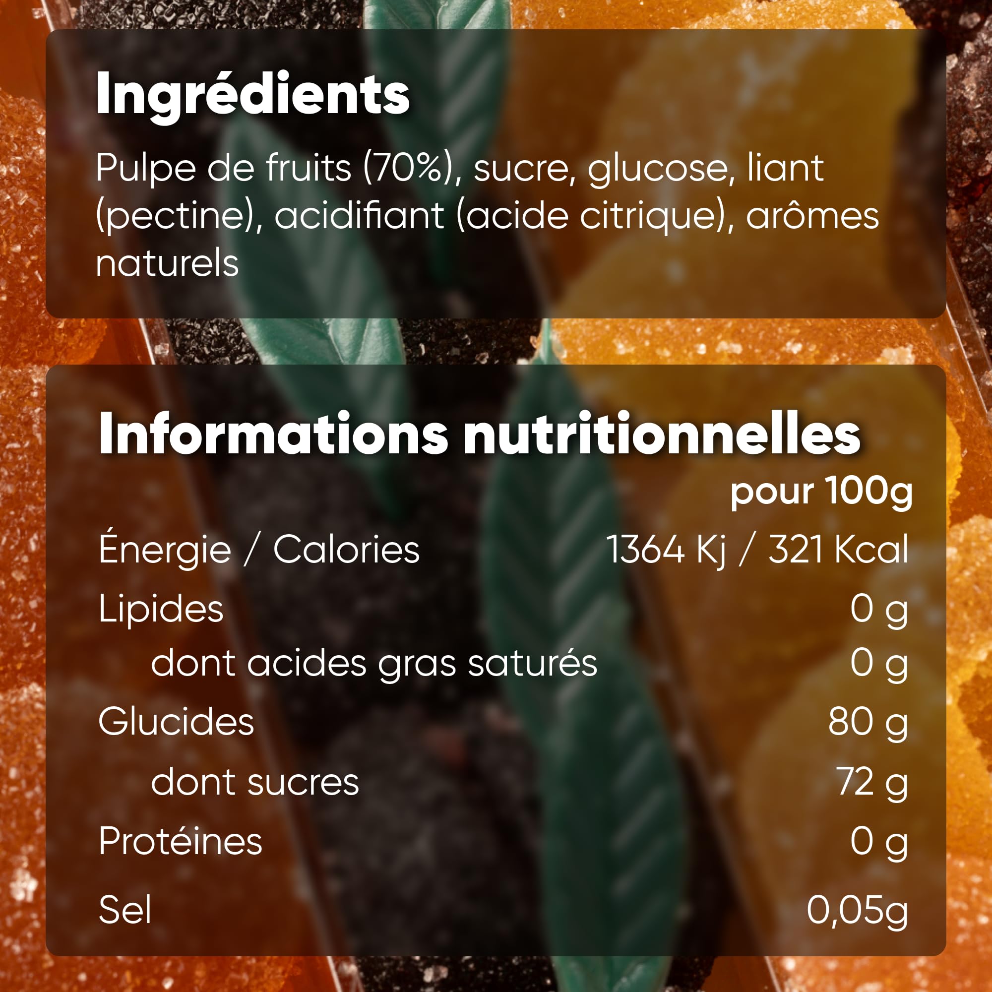 Pâtes de fruits Artisanales - boite cadeau 1 KG - Saveurs multi fruits - (sans gluten, sans colorant, sans arôme artificiel, sans lactose, sans conservateur) - teneur en fruits de 70%