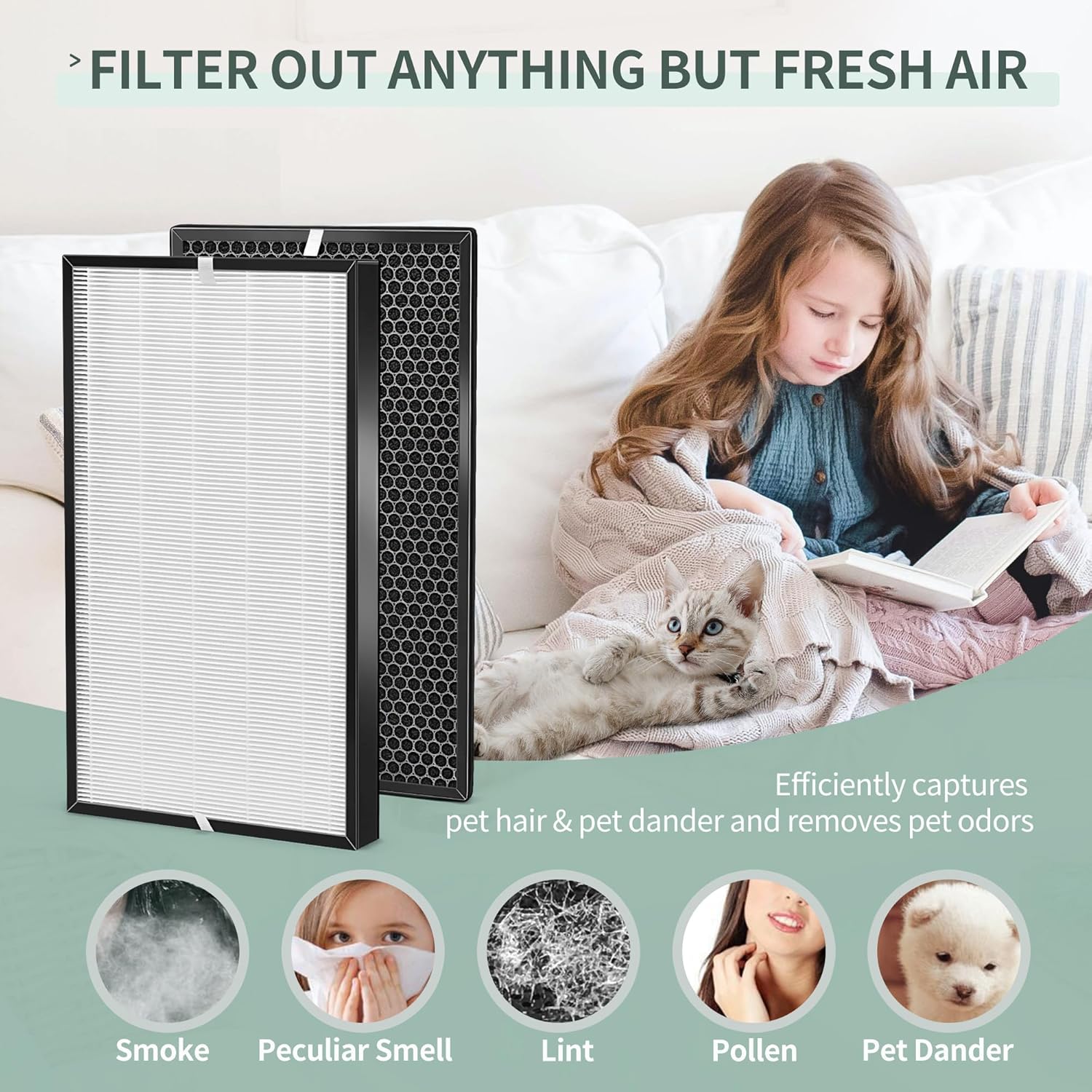 Air Filter Compatible with Air-Doctor 5000 Air Purifier Replacement for AD5000 Filters Combo, Including 2 Premium Filters and 2 Carbon Filters - Image 5