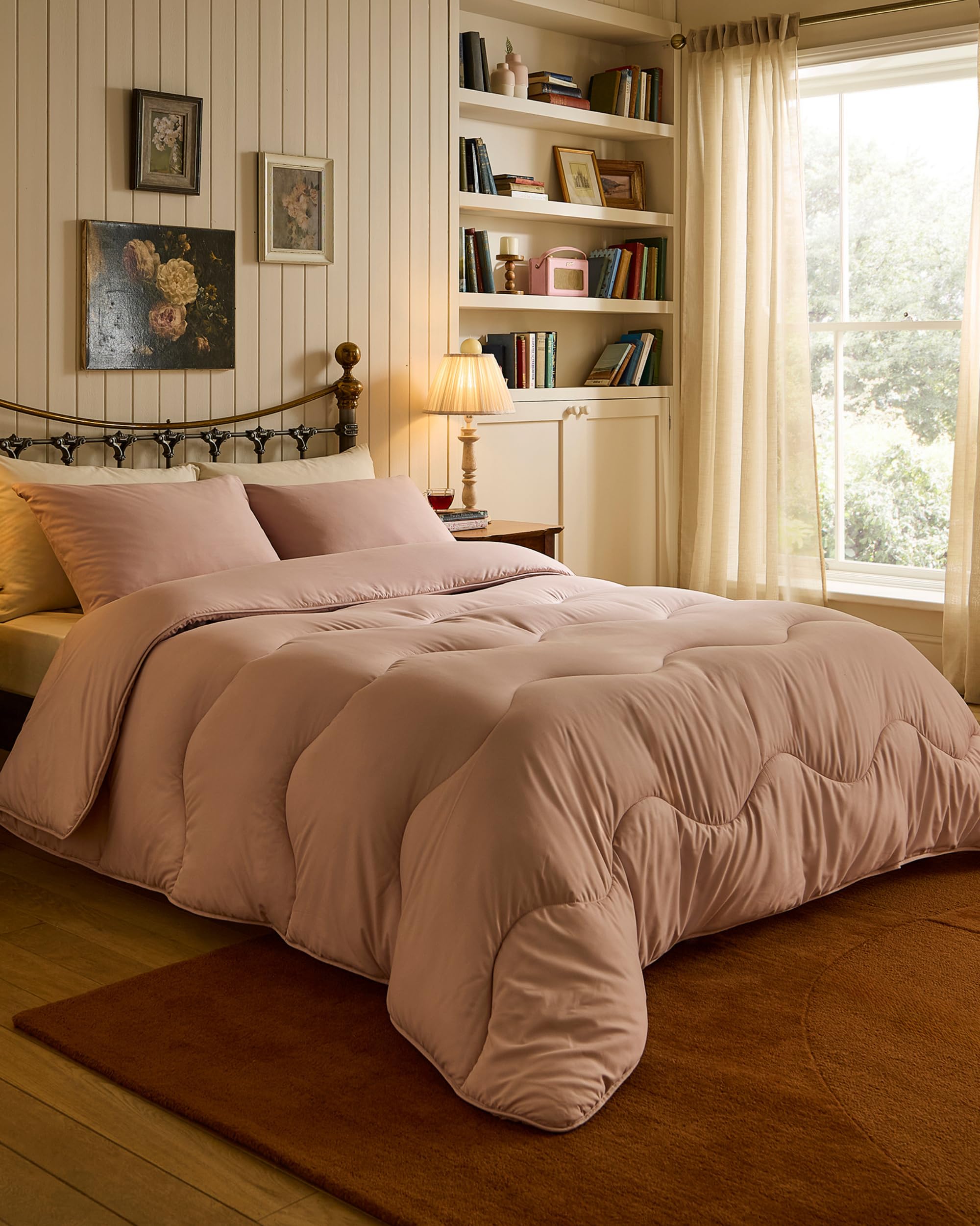 Night Lark Coverless Duvet 4.5 Tog Plain Dye - Dusky Rose, Single